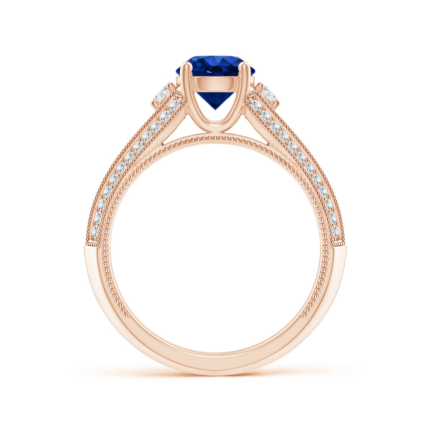 AAAA - Blue Sapphire / 1.58 CT / 14 KT Rose Gold