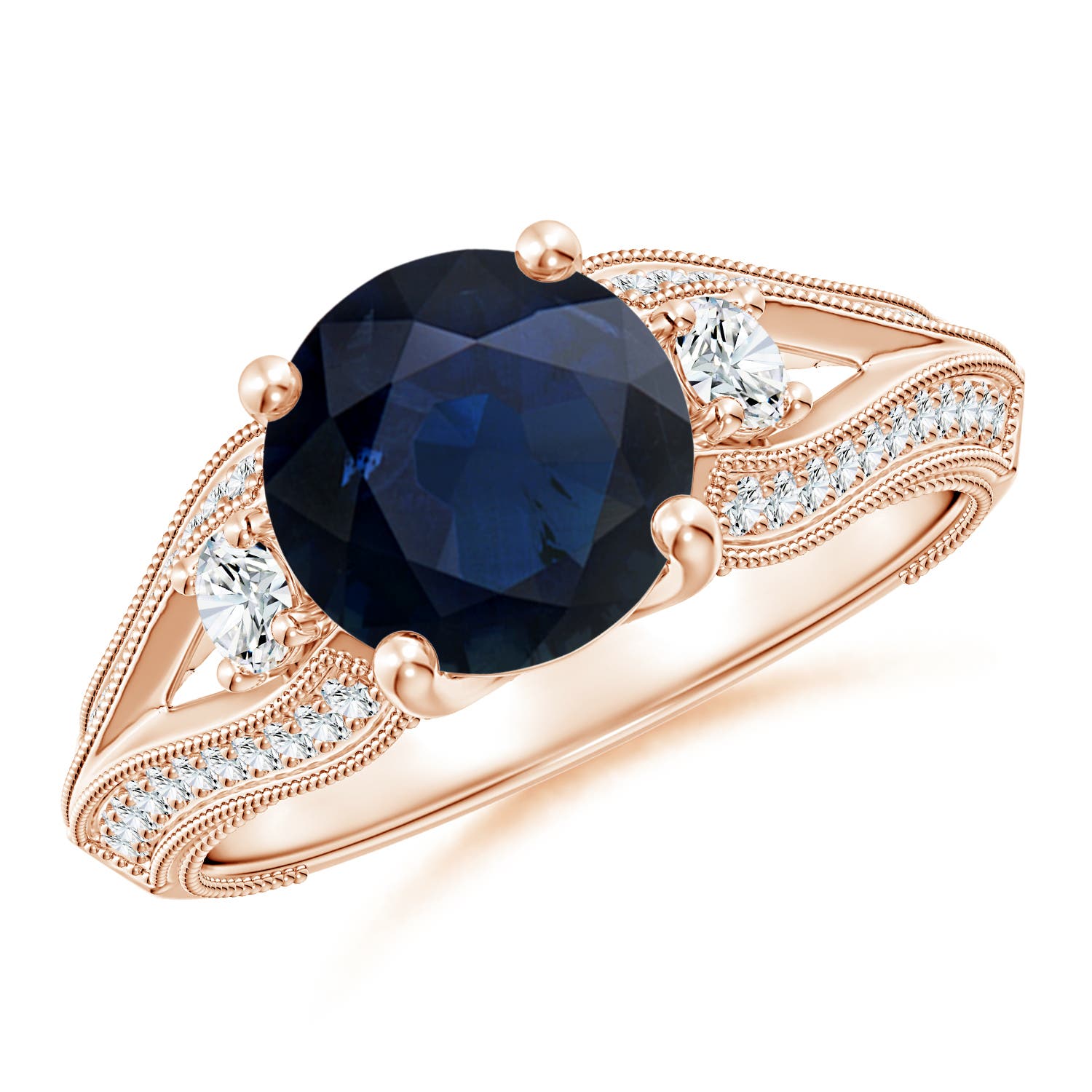 A - Blue Sapphire / 2.63 CT / 14 KT Rose Gold