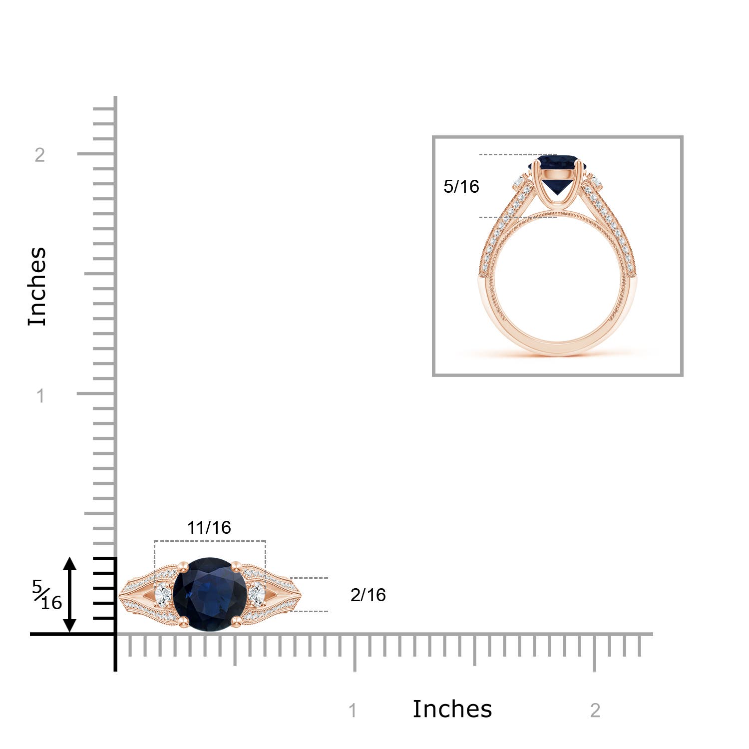 A - Blue Sapphire / 2.63 CT / 14 KT Rose Gold