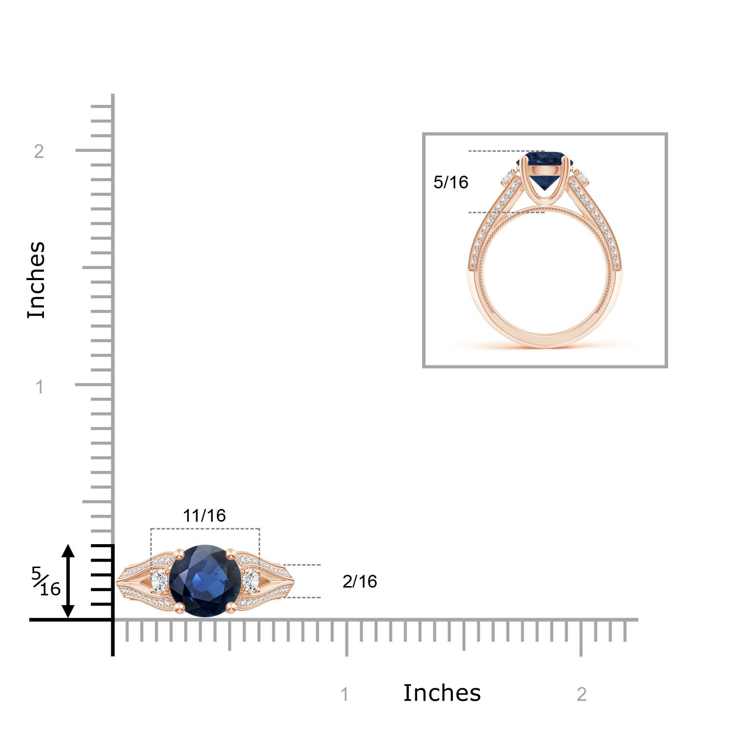 AA - Blue Sapphire / 2.63 CT / 14 KT Rose Gold