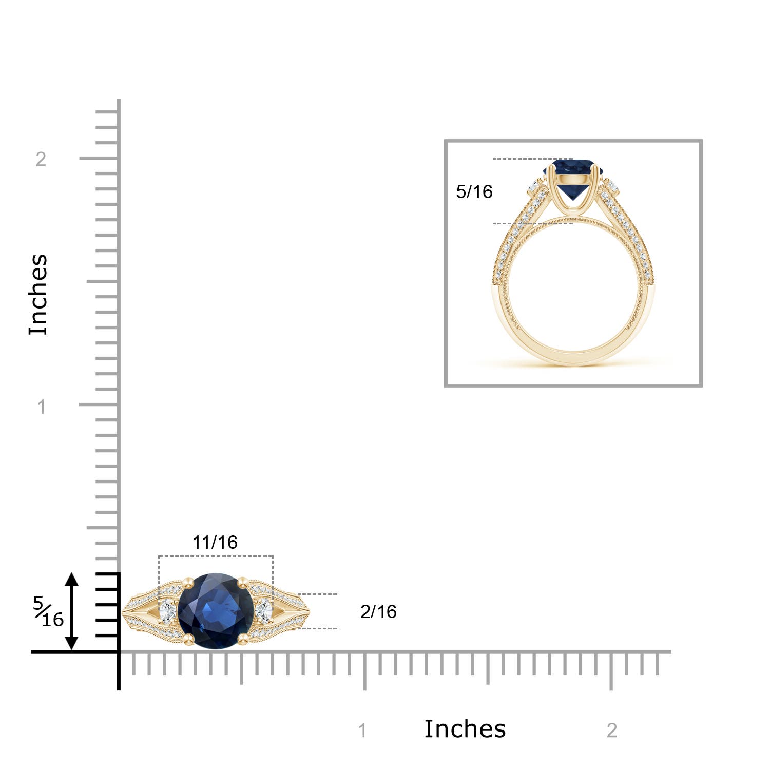 AA - Blue Sapphire / 2.63 CT / 14 KT Yellow Gold