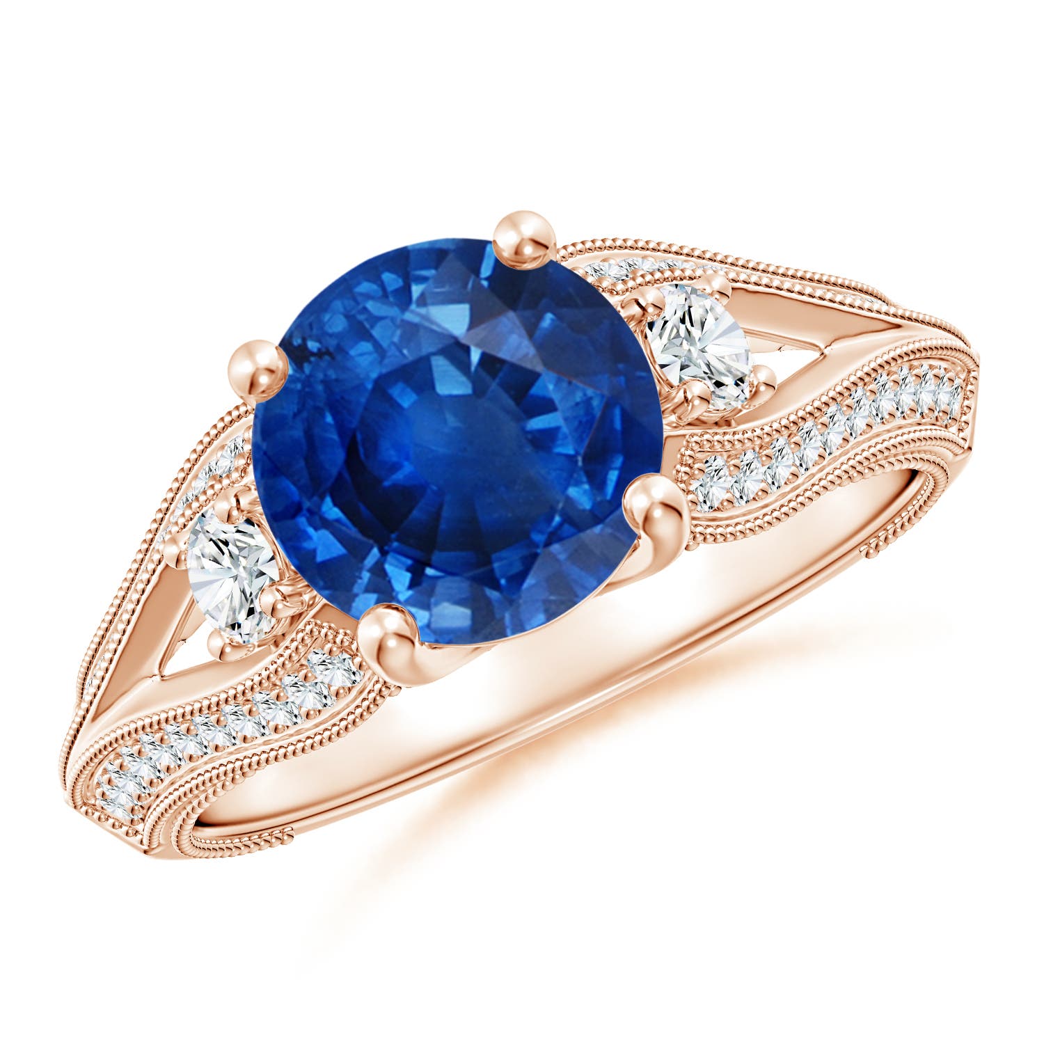 AAA - Blue Sapphire / 2.63 CT / 14 KT Rose Gold