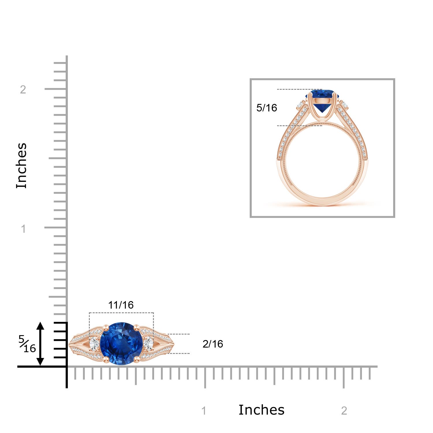 AAA - Blue Sapphire / 2.63 CT / 14 KT Rose Gold