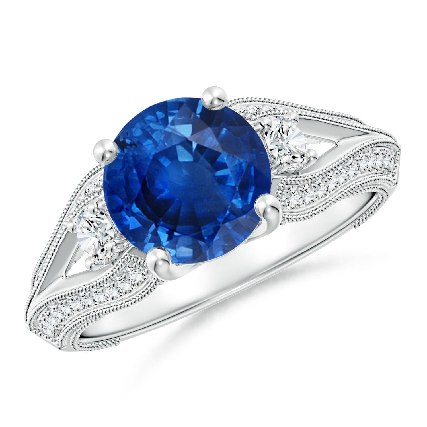 AAA - Blue Sapphire / 2.63 CT / 14 KT White Gold