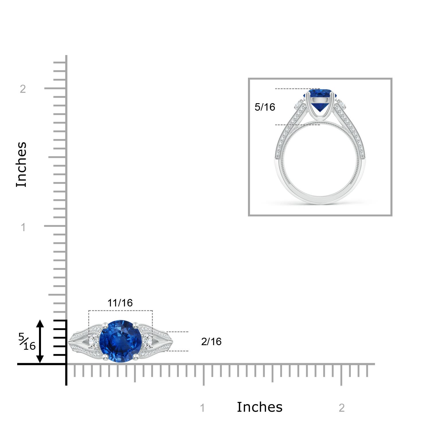 AAA - Blue Sapphire / 2.63 CT / 14 KT White Gold