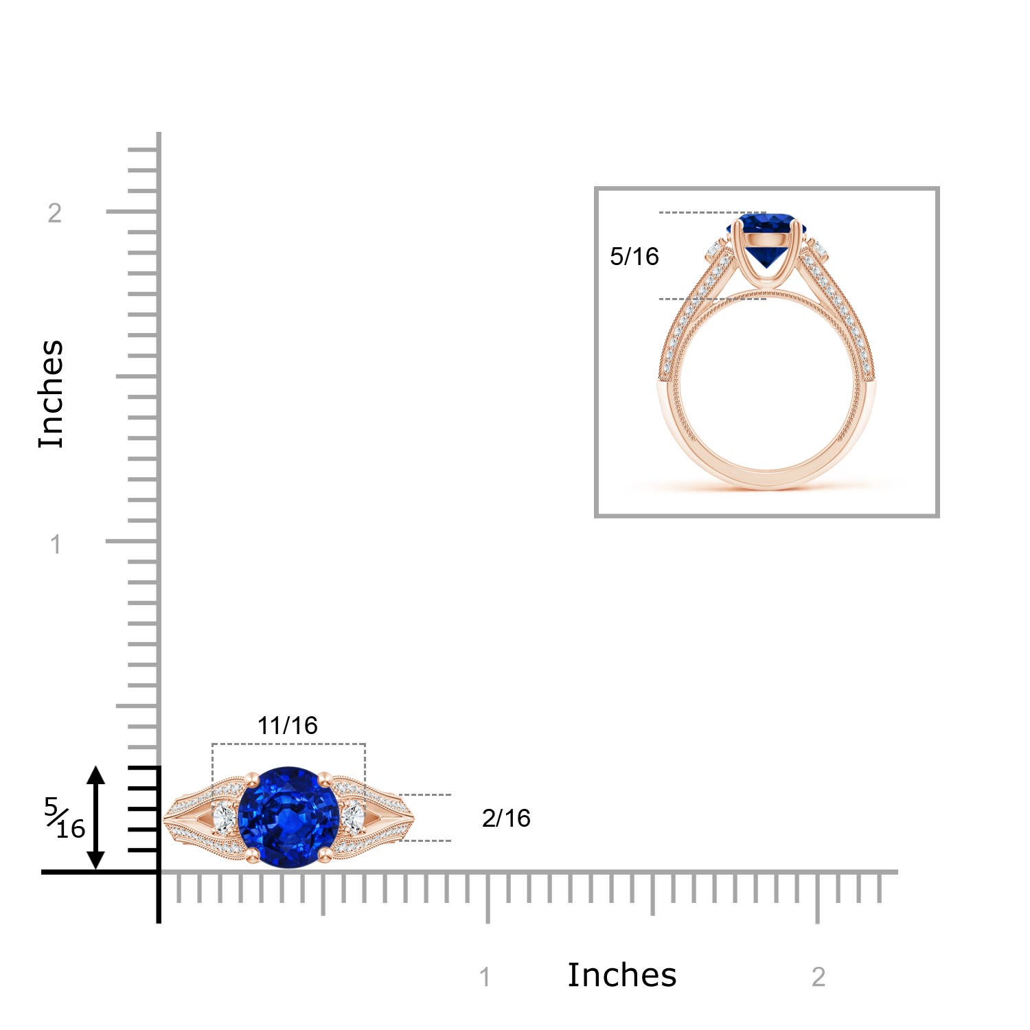 AAAA - Blue Sapphire / 2.63 CT / 14 KT Rose Gold