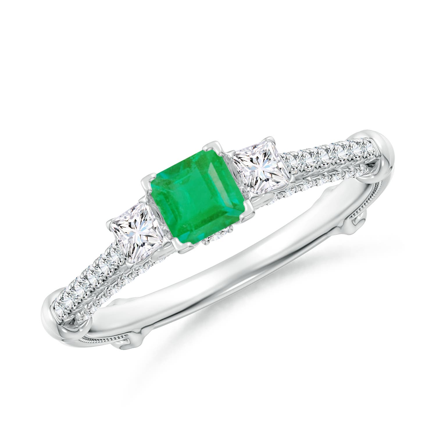 A - Emerald / 0.73 CT / 14 KT White Gold