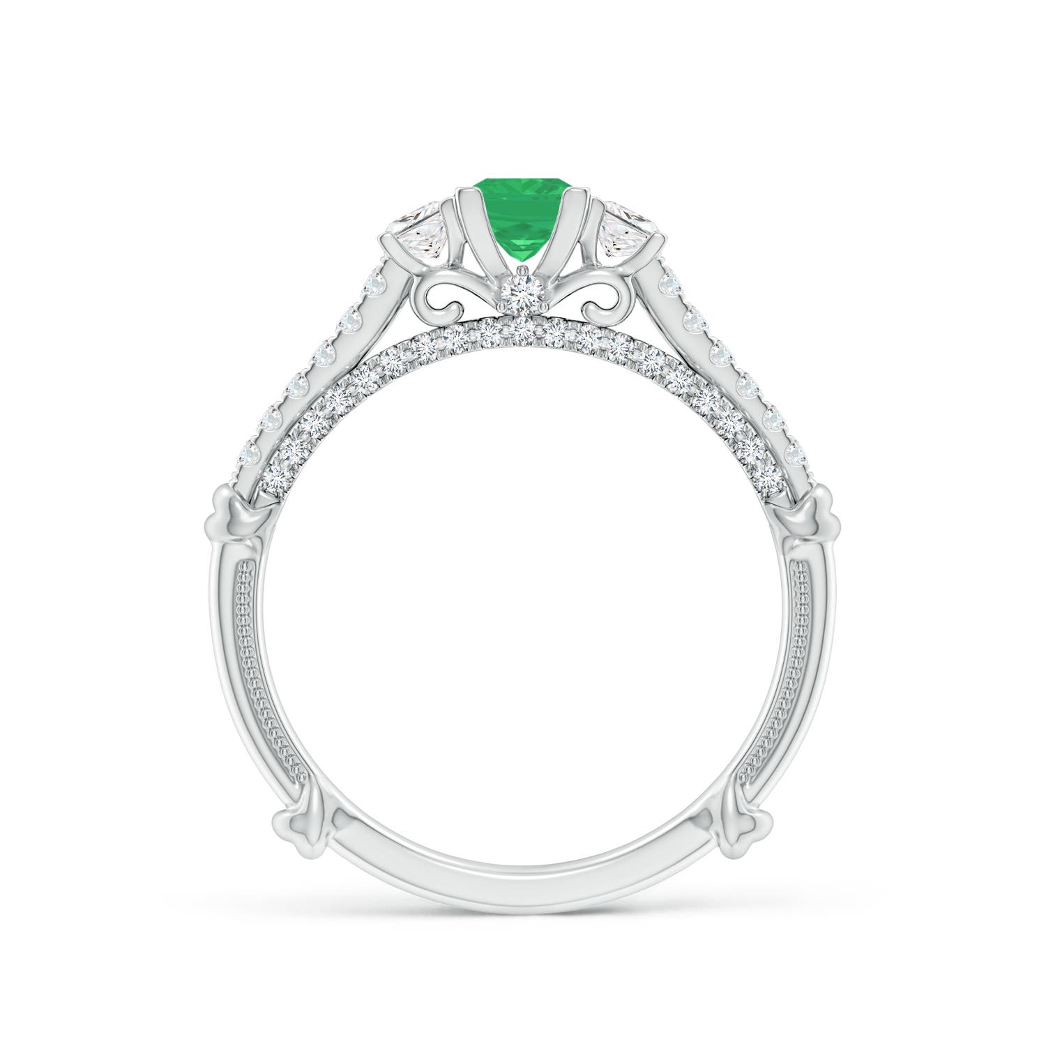 A - Emerald / 0.73 CT / 14 KT White Gold