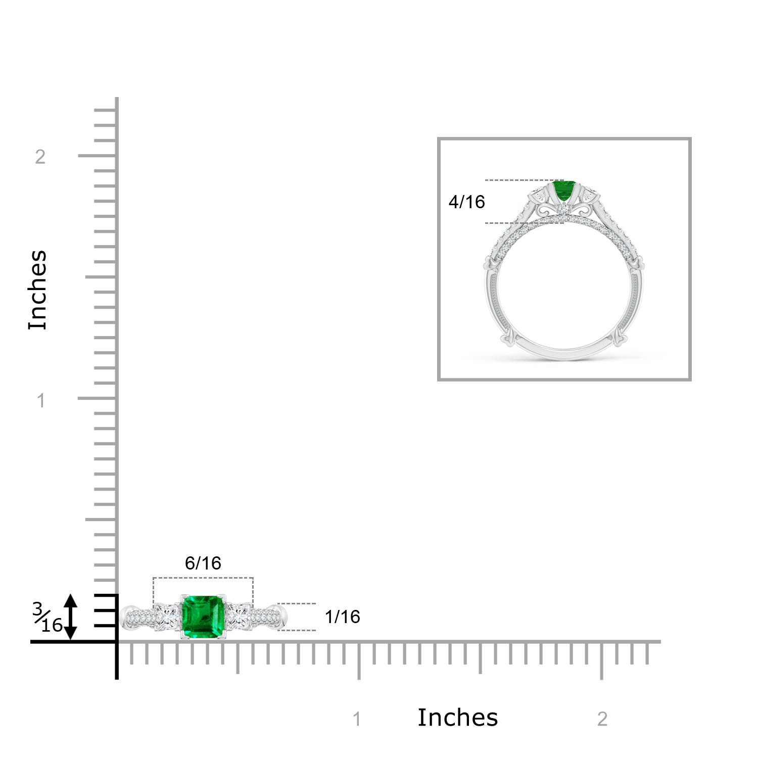 AAA - Emerald / 0.73 CT / 14 KT White Gold