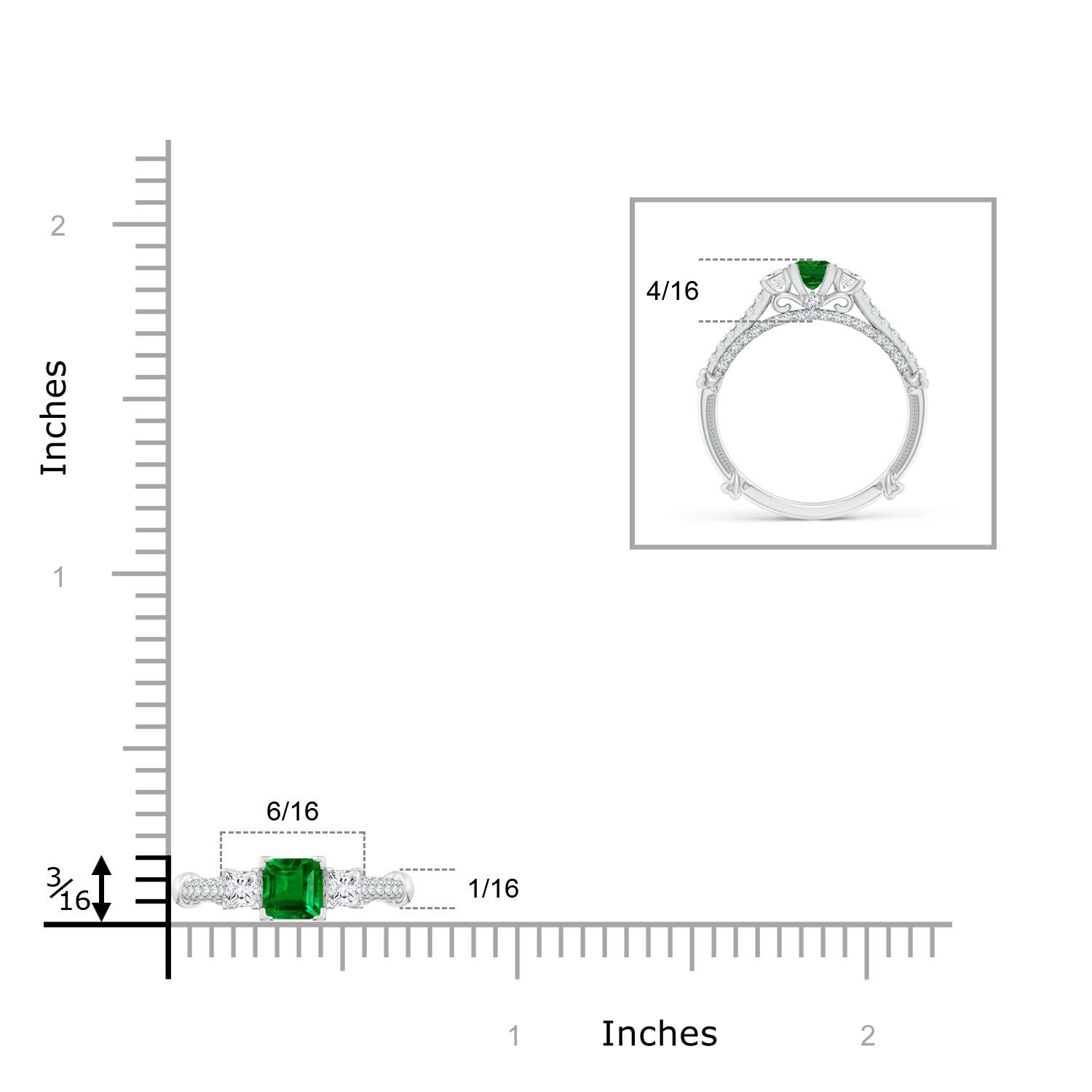 AAAA - Emerald / 0.73 CT / 14 KT White Gold