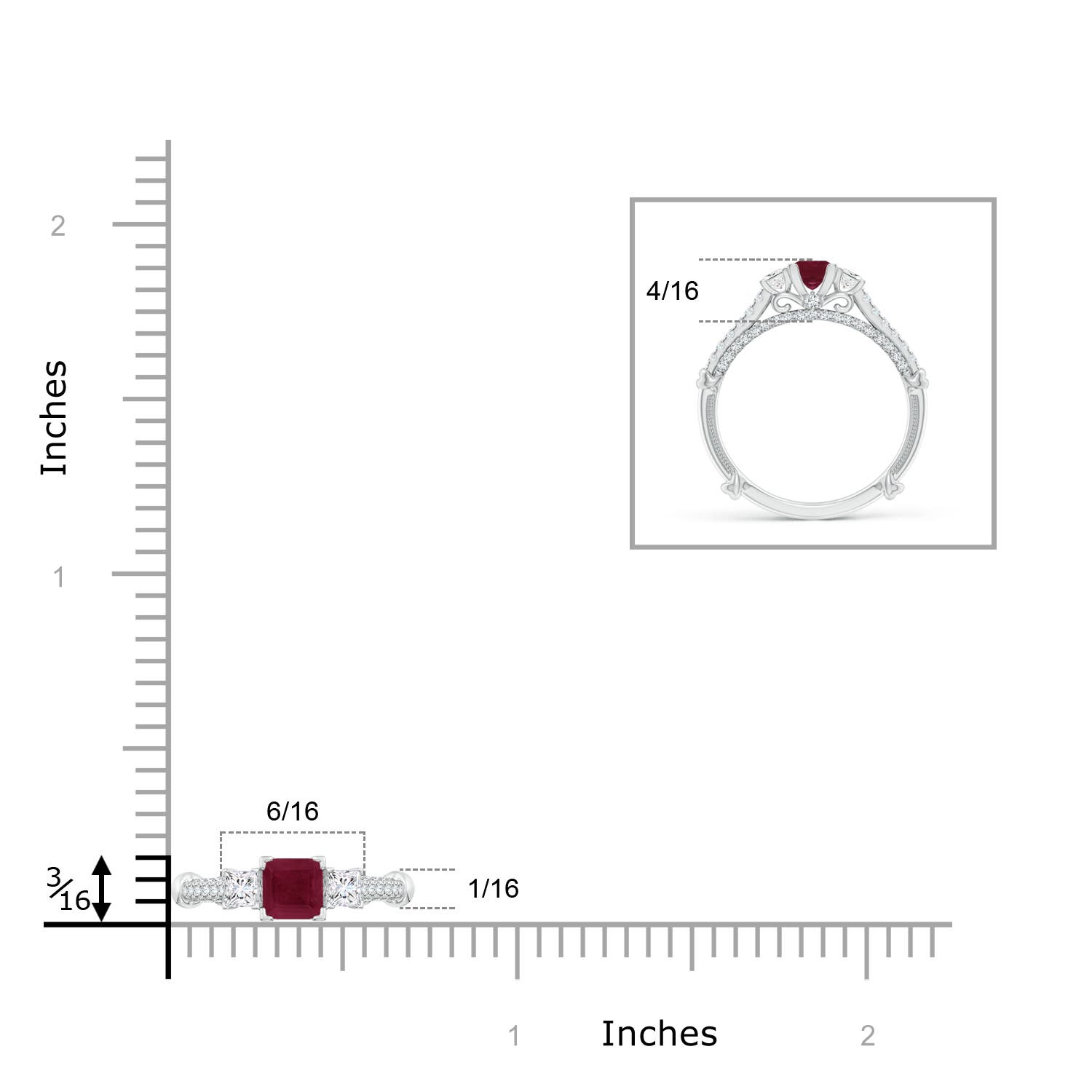 A - Ruby / 0.83 CT / 14 KT White Gold