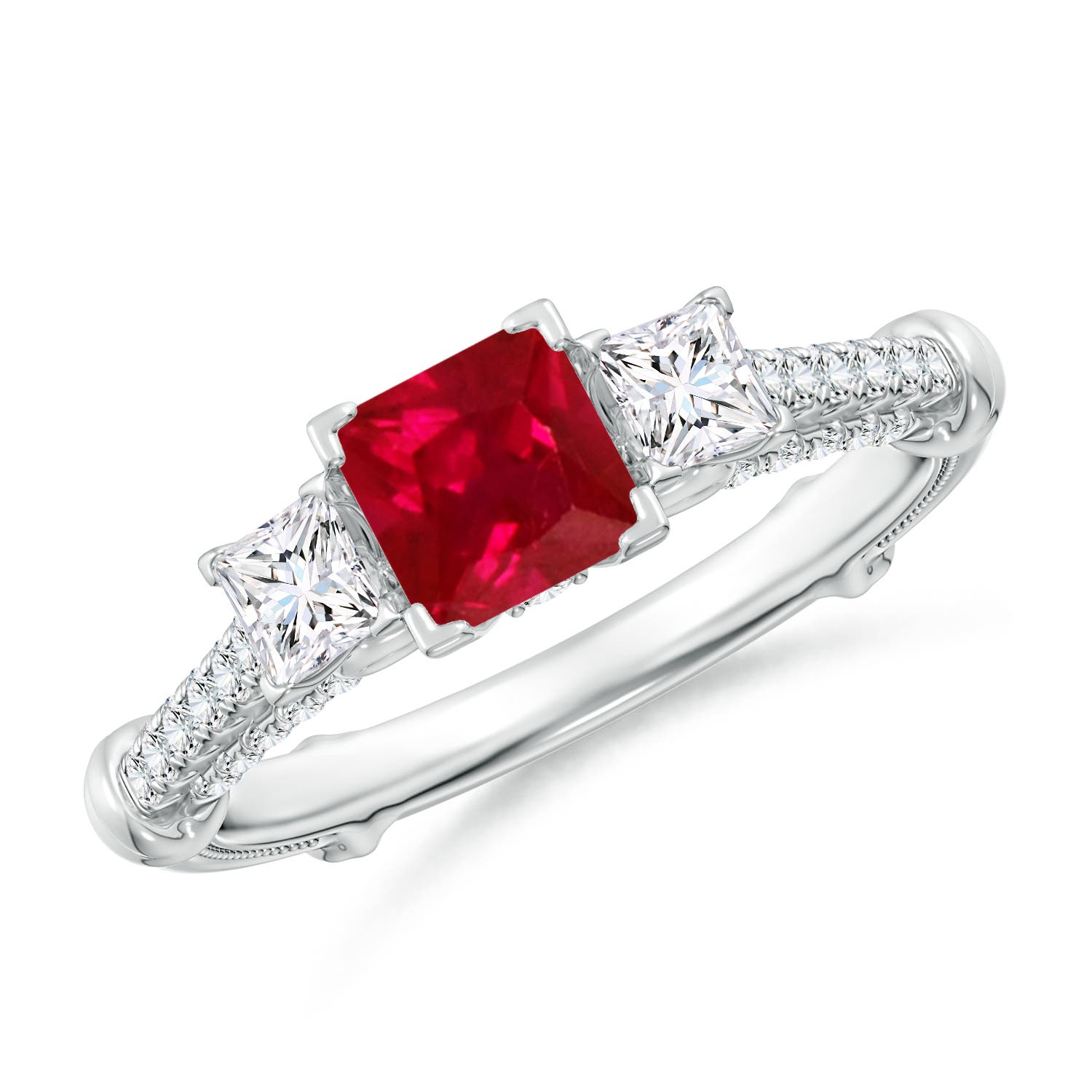 AAA - Ruby / 1.39 CT / 14 KT White Gold