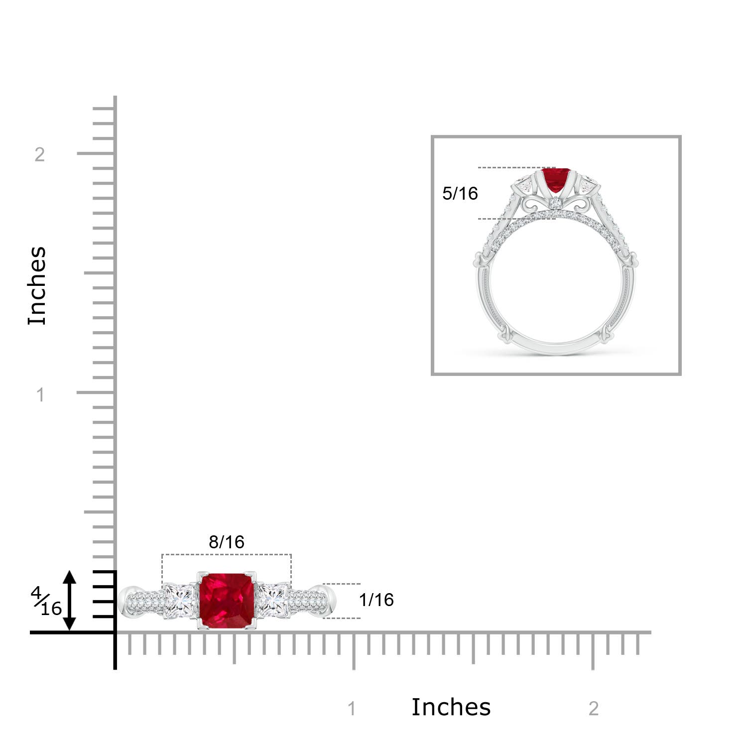 AAA - Ruby / 1.39 CT / 14 KT White Gold