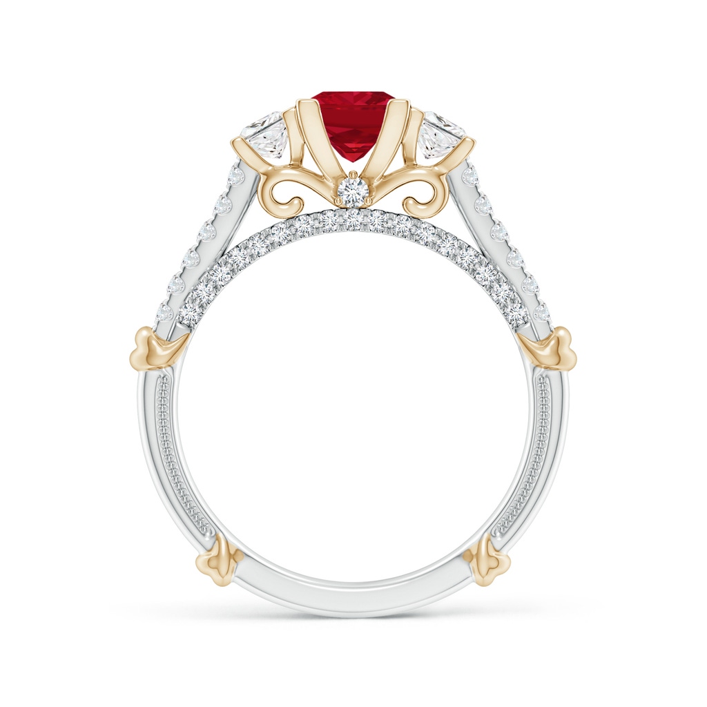 5mm AAA Vintage Inspired Square Ruby Criss-Cross Motif Ring in White Gold Yellow Gold Product Image
