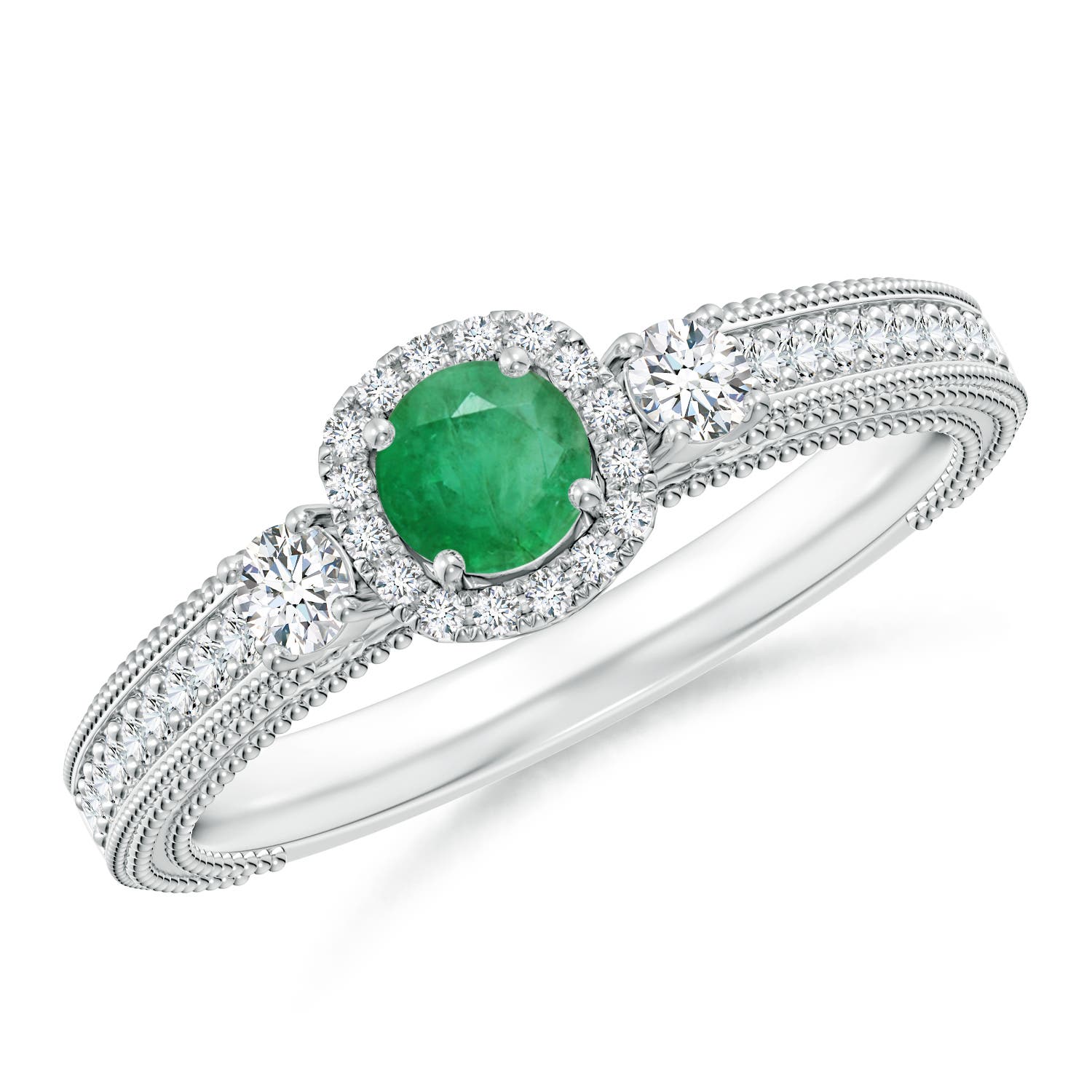 A - Emerald / 0.53 CT / 14 KT White Gold