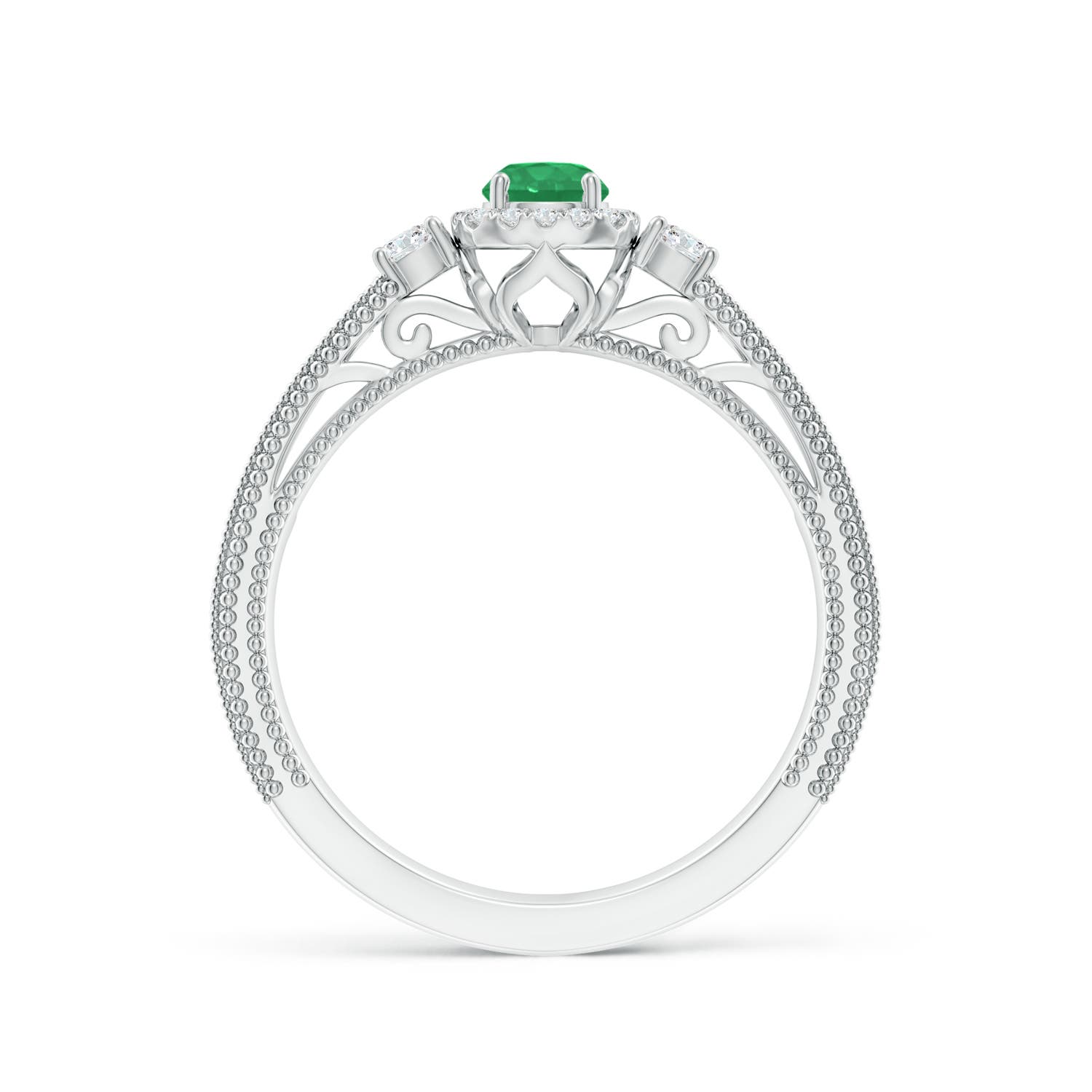 A - Emerald / 0.53 CT / 14 KT White Gold