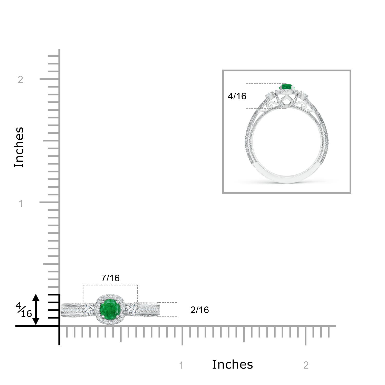 AA - Emerald / 0.53 CT / 14 KT White Gold