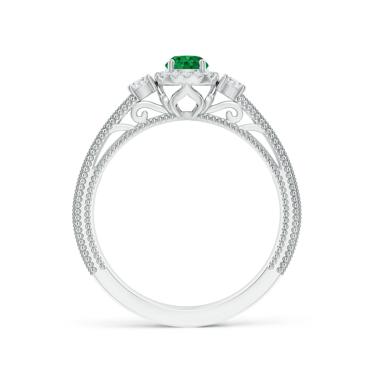 AAA - Emerald / 0.53 CT / 14 KT White Gold