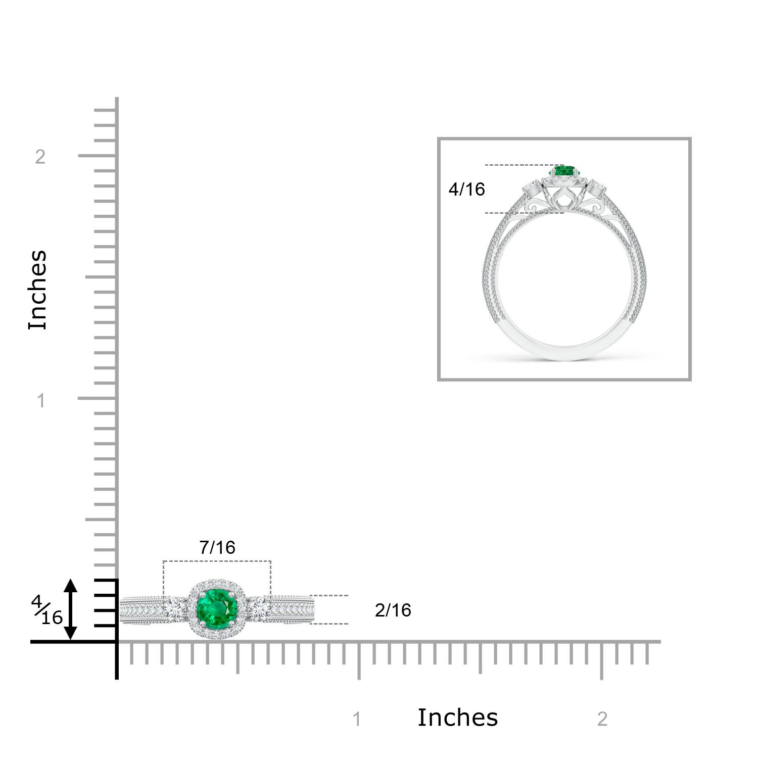 AAA - Emerald / 0.53 CT / 14 KT White Gold