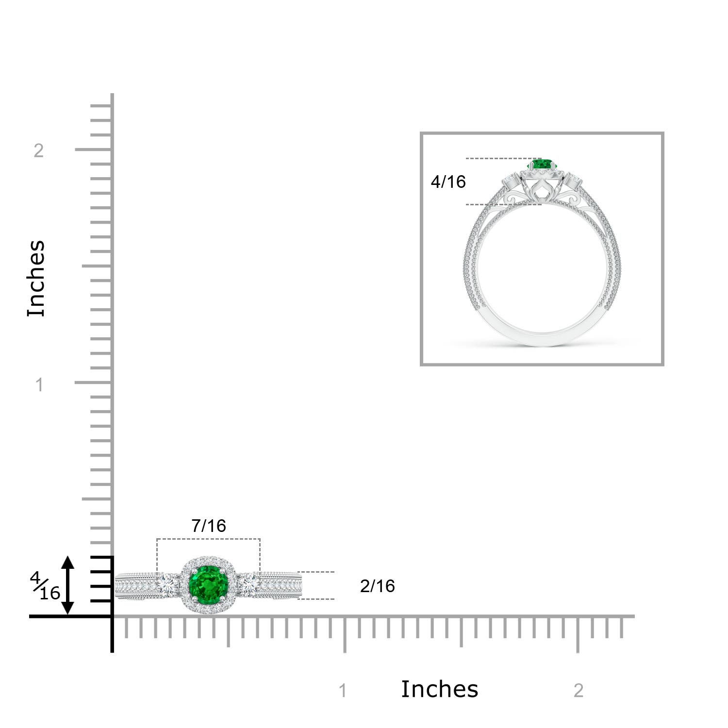 AAAA - Emerald / 0.53 CT / 14 KT White Gold