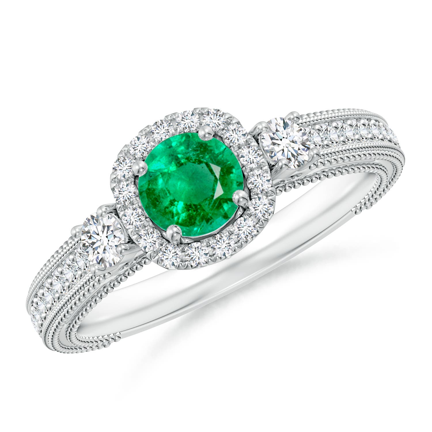 AAA - Emerald / 0.83 CT / 14 KT White Gold