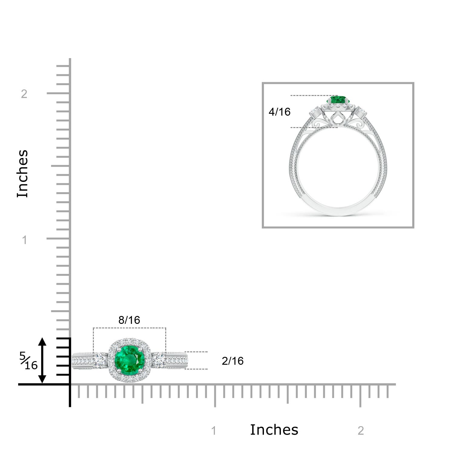 AAA - Emerald / 0.83 CT / 14 KT White Gold