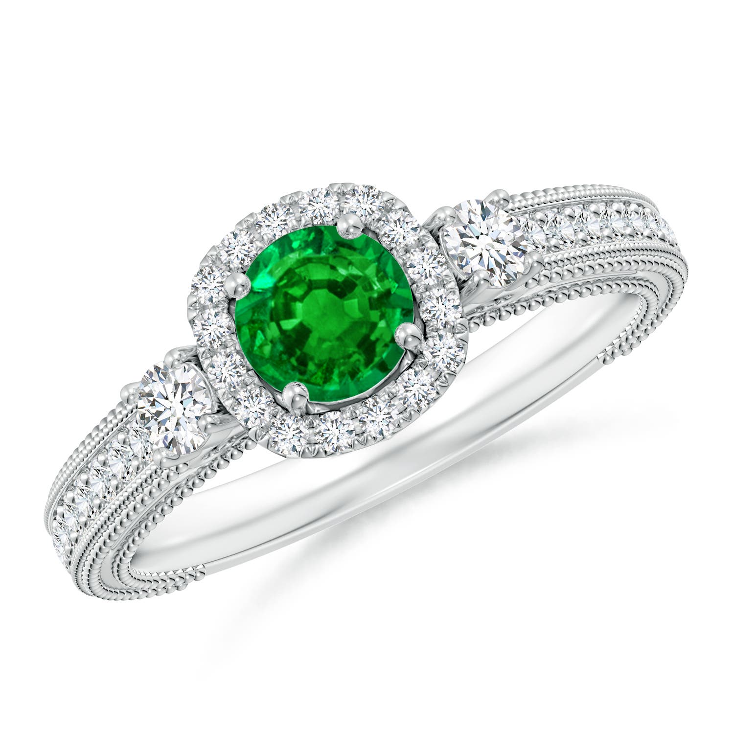 AAAA - Emerald / 0.83 CT / 14 KT White Gold