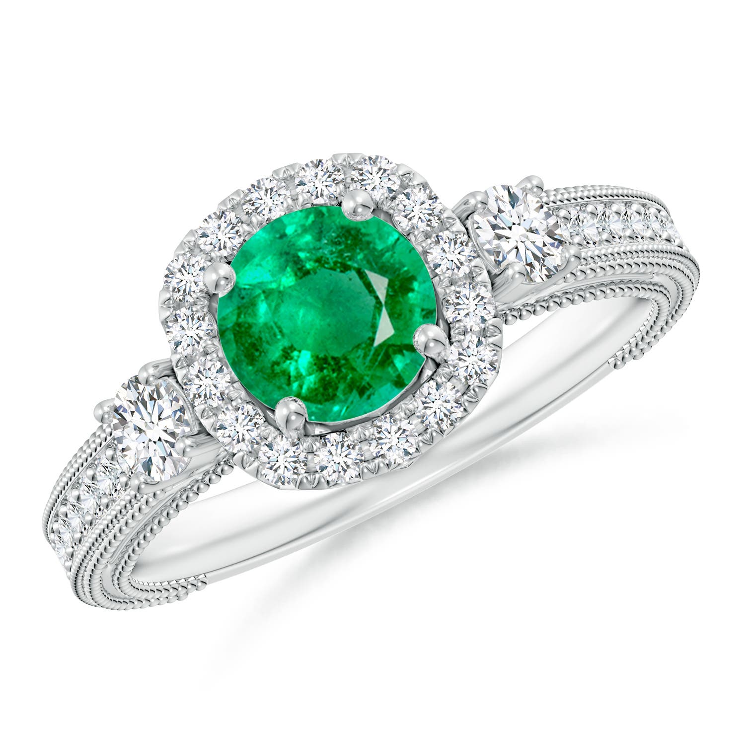 AAA - Emerald / 1.23 CT / 14 KT White Gold