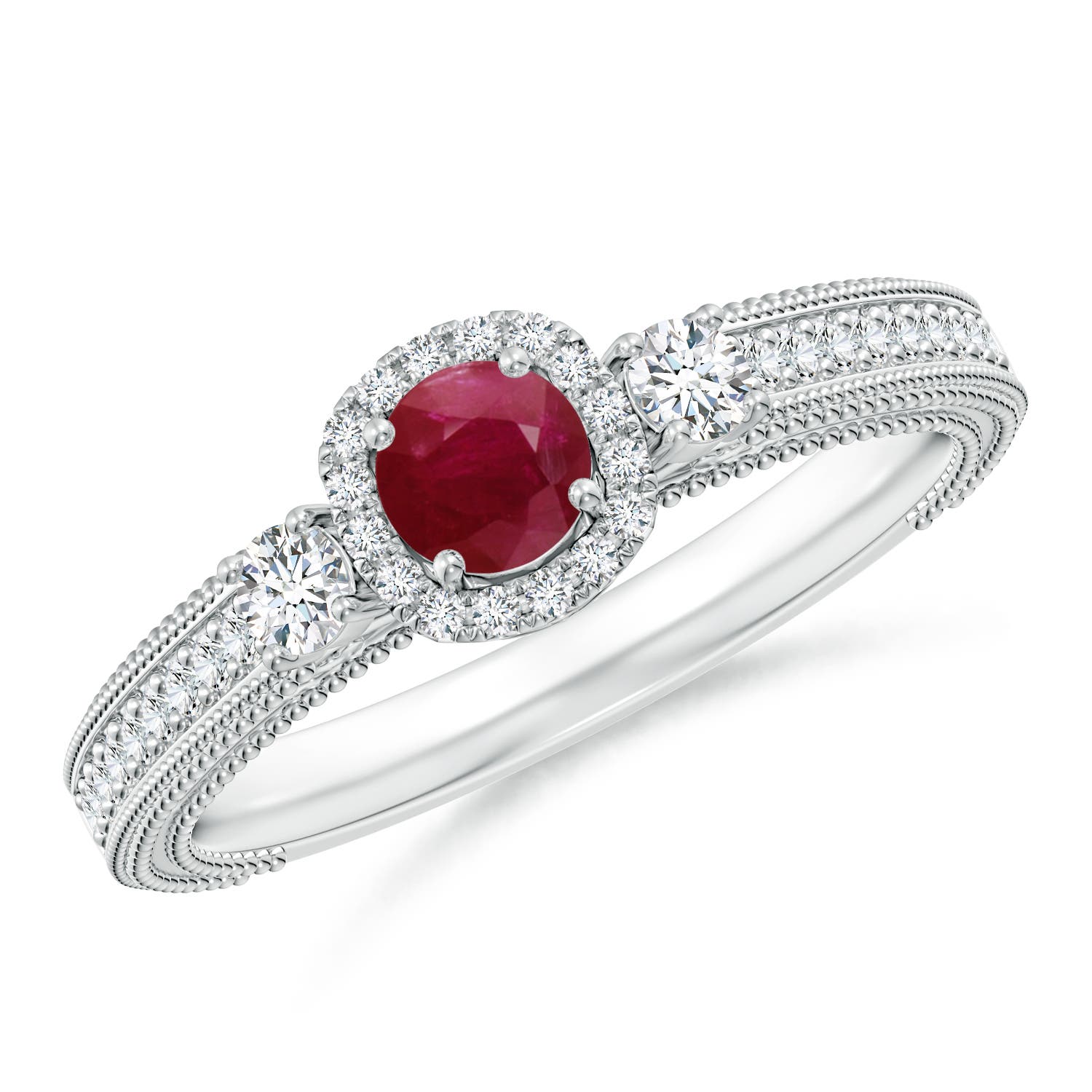 A - Ruby / 0.63 CT / 14 KT White Gold