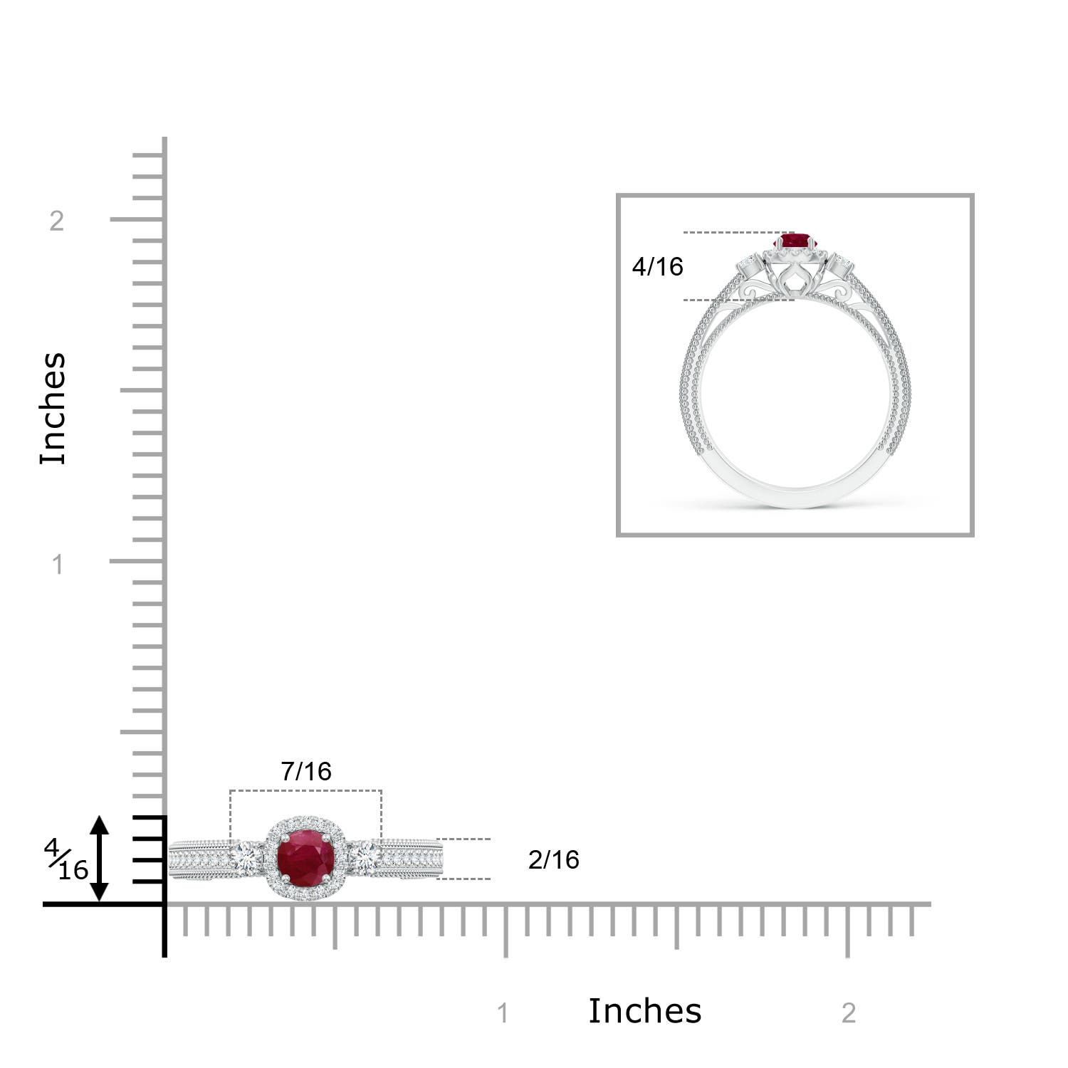 A - Ruby / 0.63 CT / 14 KT White Gold