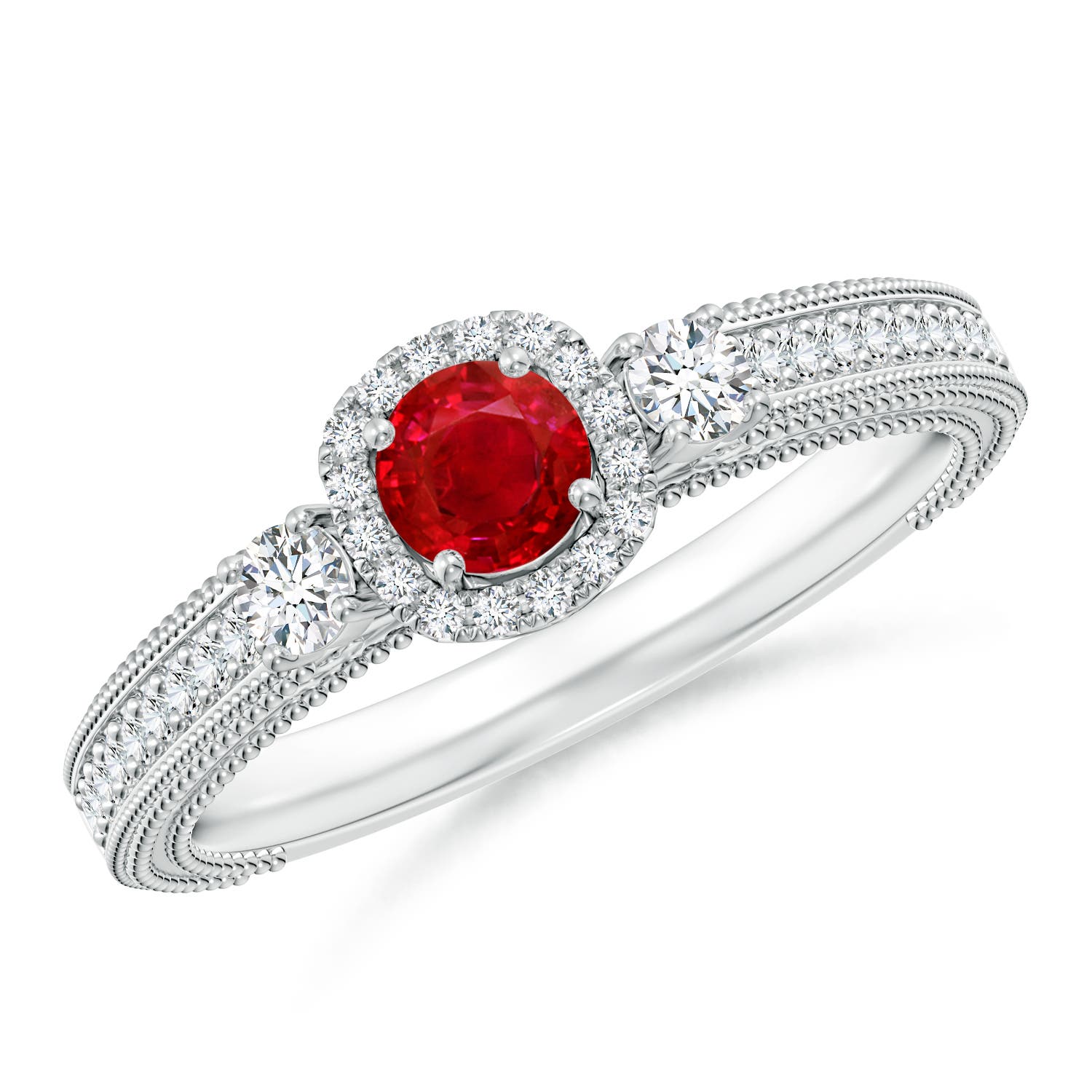 AAA - Ruby / 0.63 CT / 14 KT White Gold