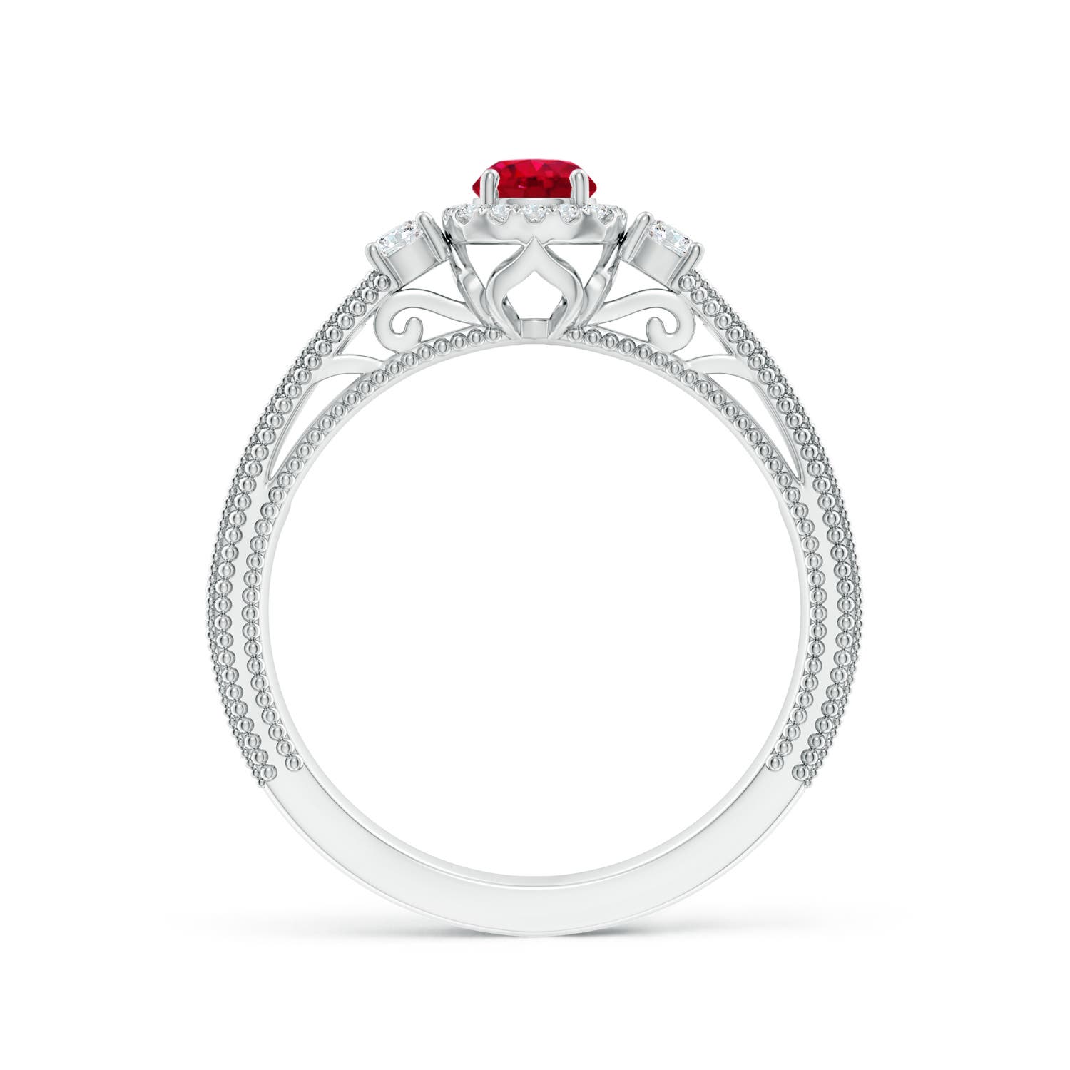 AAA - Ruby / 0.63 CT / 14 KT White Gold