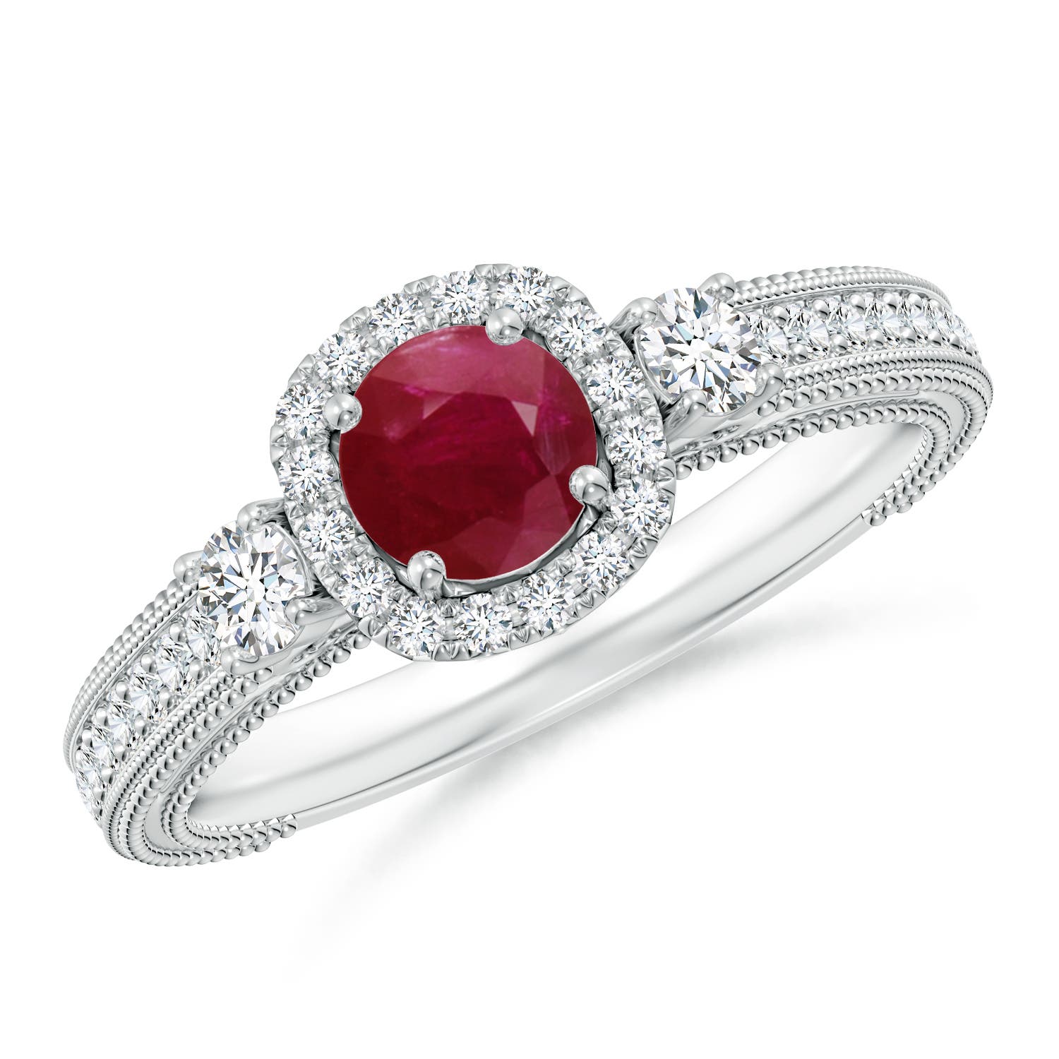 A - Ruby / 0.98 CT / 14 KT White Gold