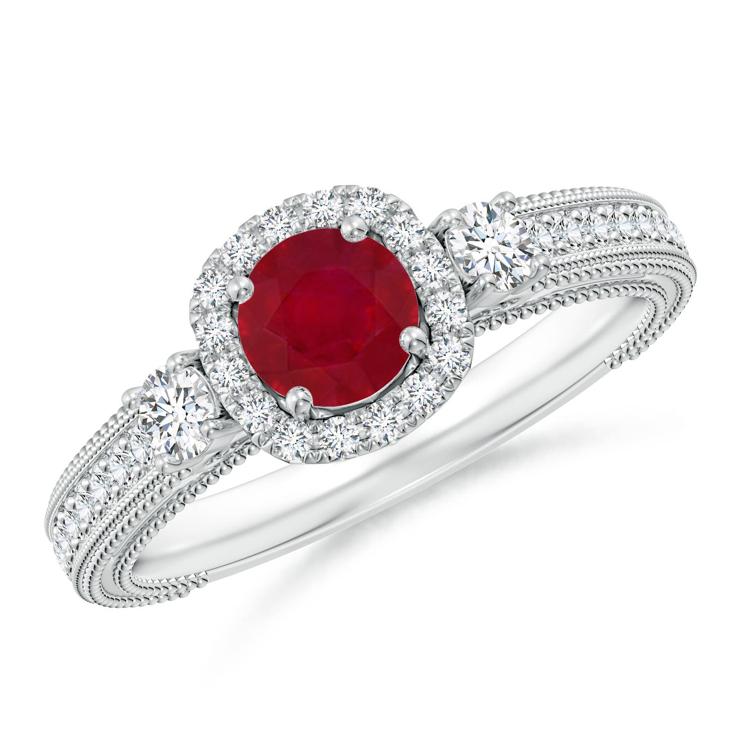 AA - Ruby / 0.98 CT / 14 KT White Gold