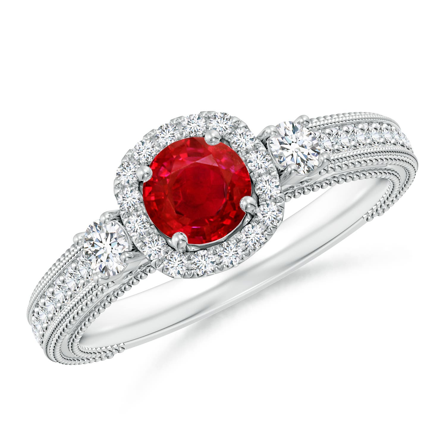 AAA - Ruby / 0.98 CT / 14 KT White Gold