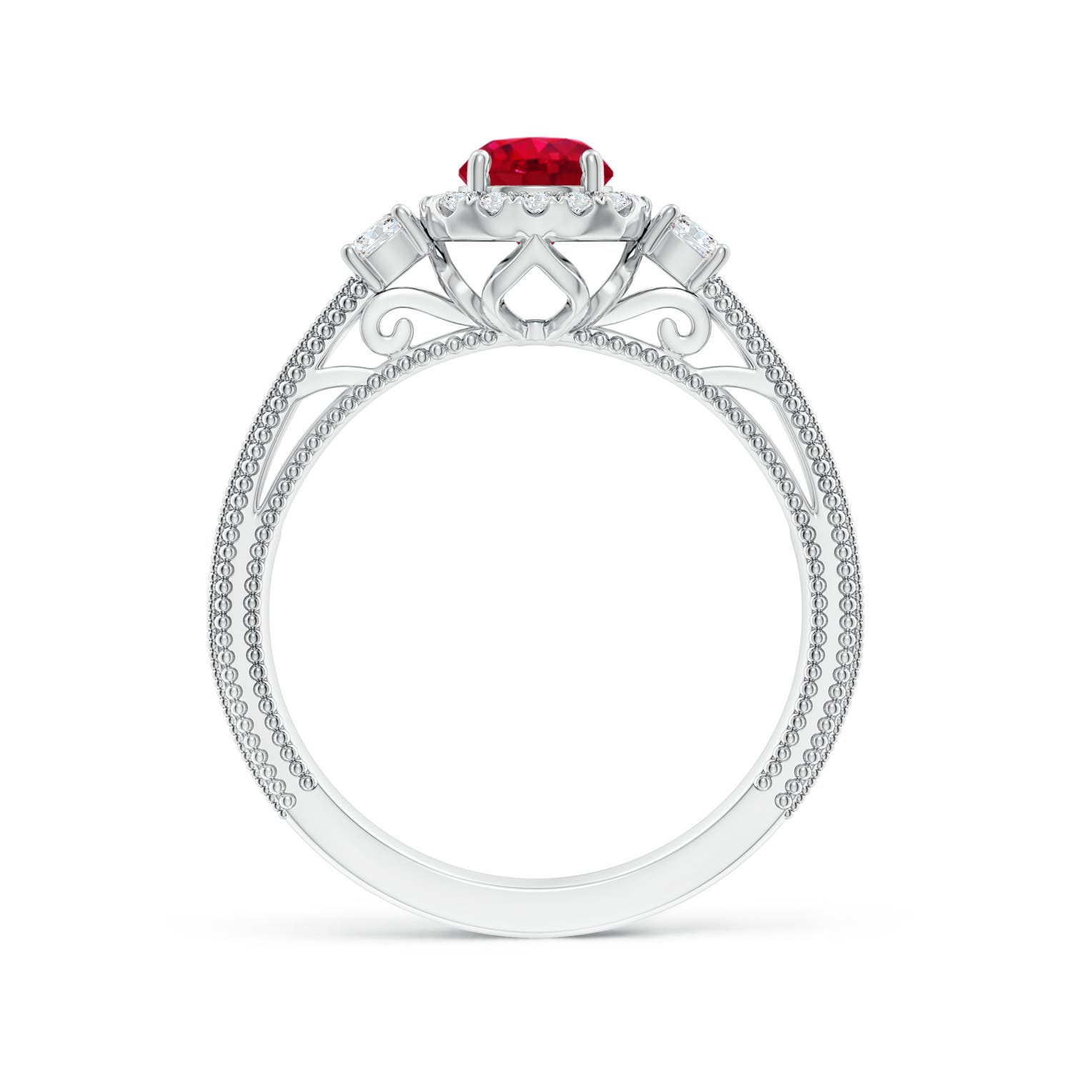 AAA - Ruby / 0.98 CT / 14 KT White Gold