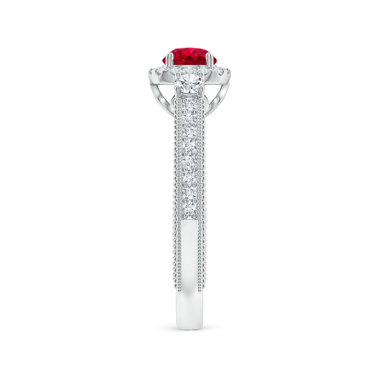 AAA - Ruby / 0.98 CT / 14 KT White Gold