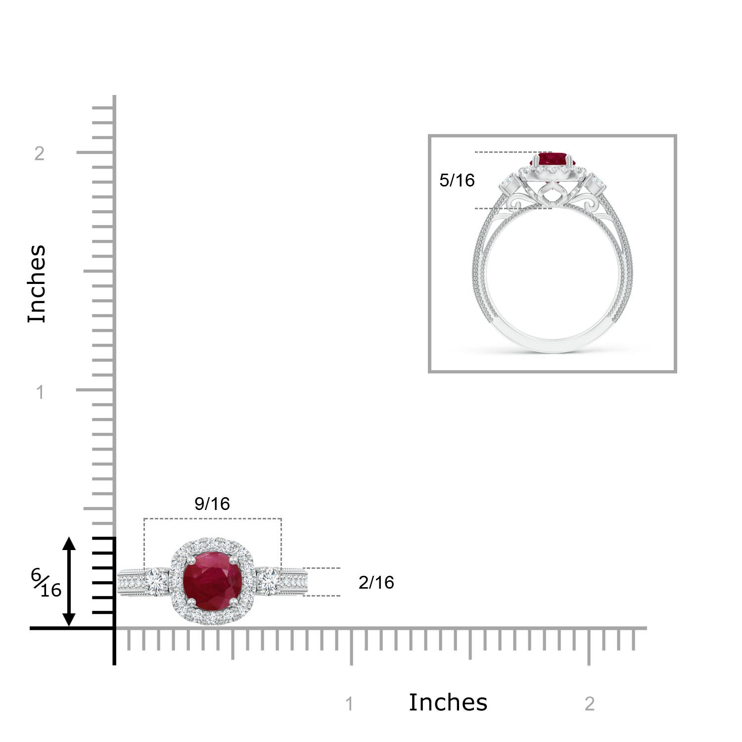 A - Ruby / 1.48 CT / 14 KT White Gold