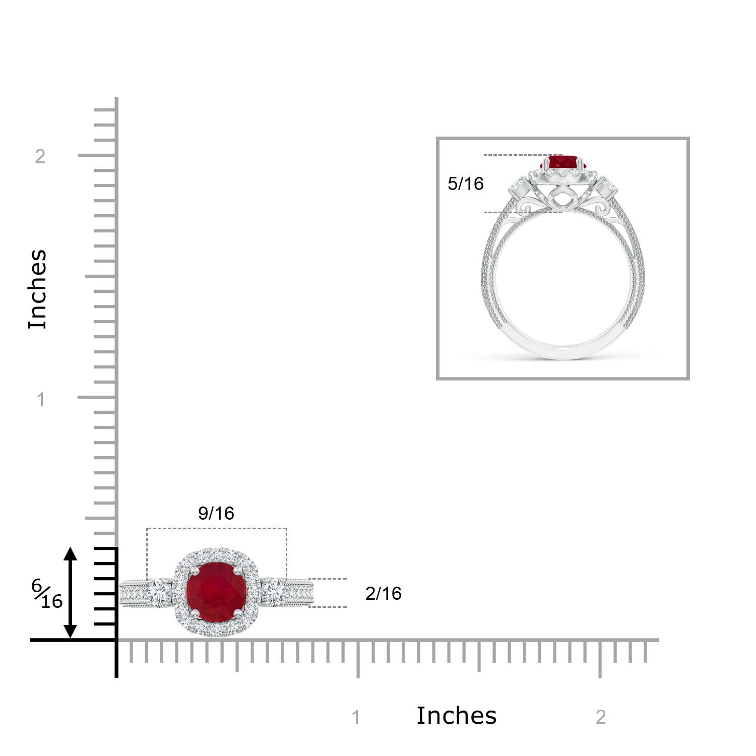 AA - Ruby / 1.48 CT / 14 KT White Gold