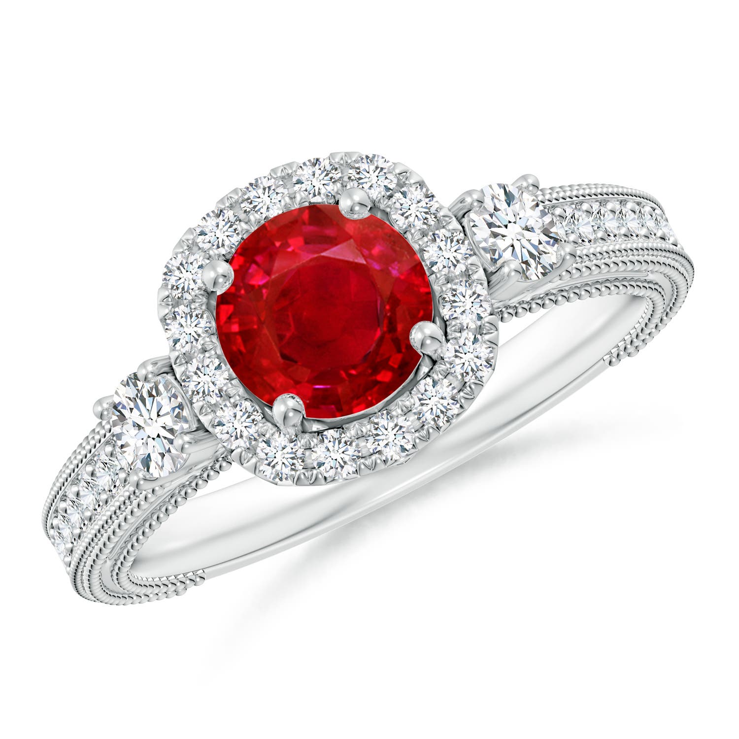 AAA - Ruby / 1.48 CT / 14 KT White Gold