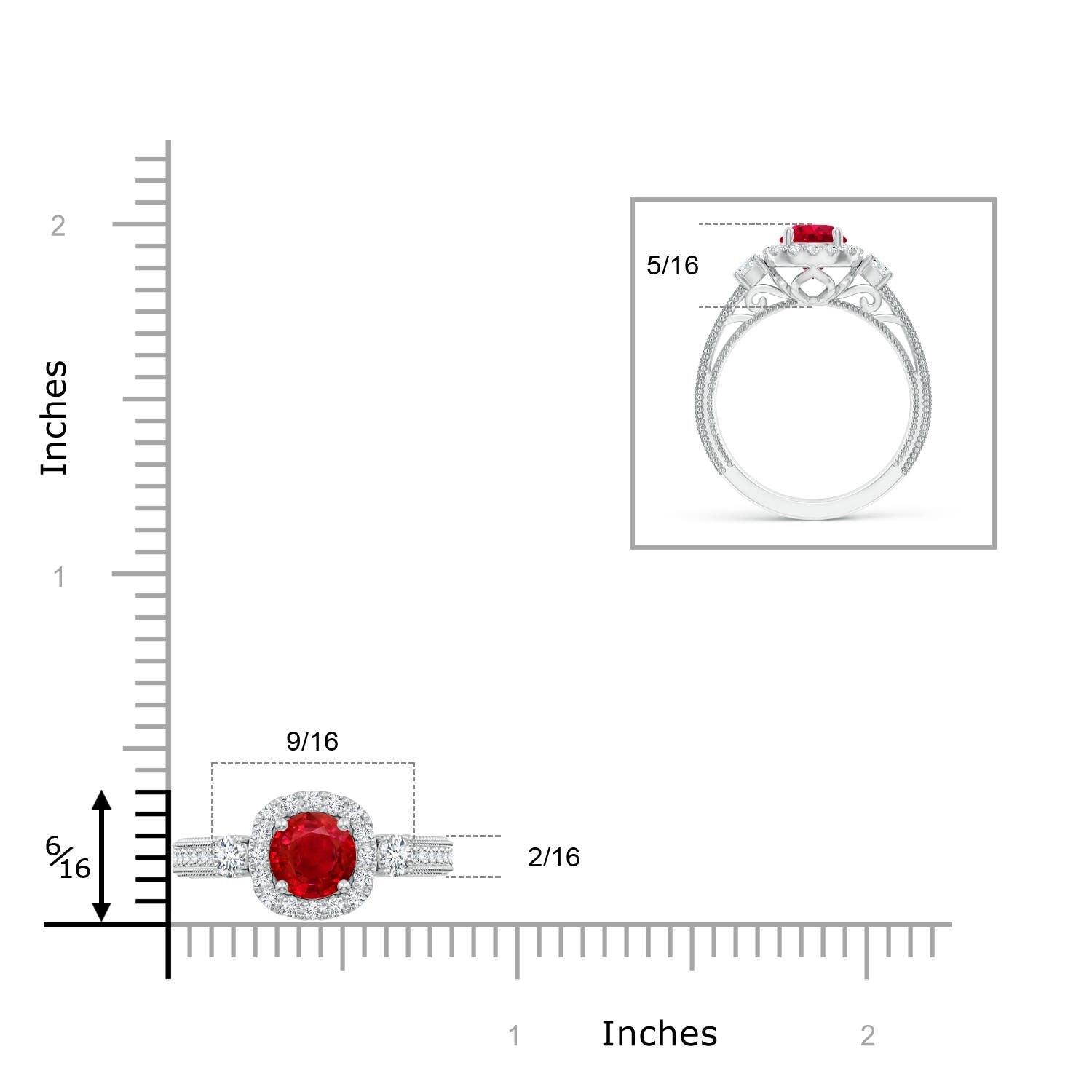 AAA - Ruby / 1.48 CT / 14 KT White Gold