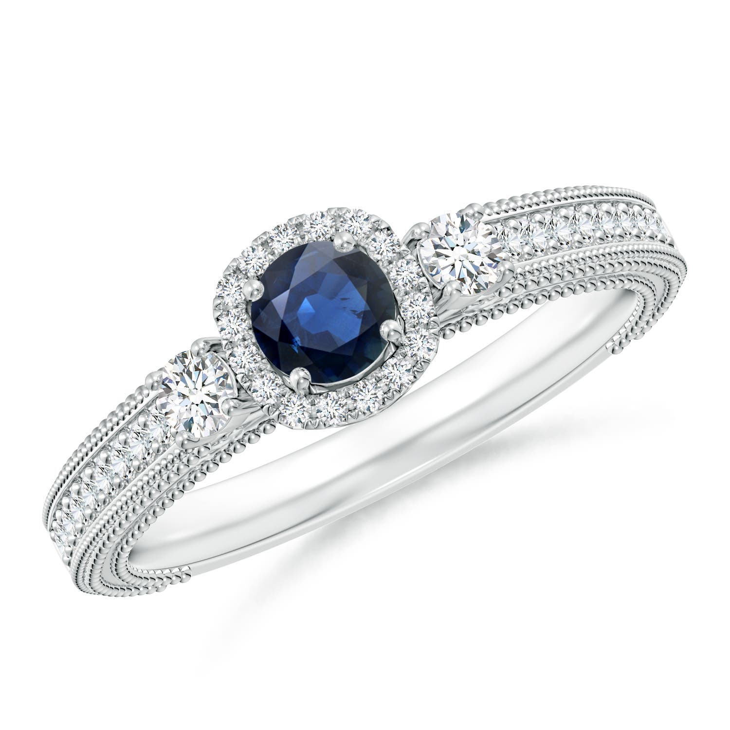 AA - Blue Sapphire / 0.62 CT / 14 KT White Gold