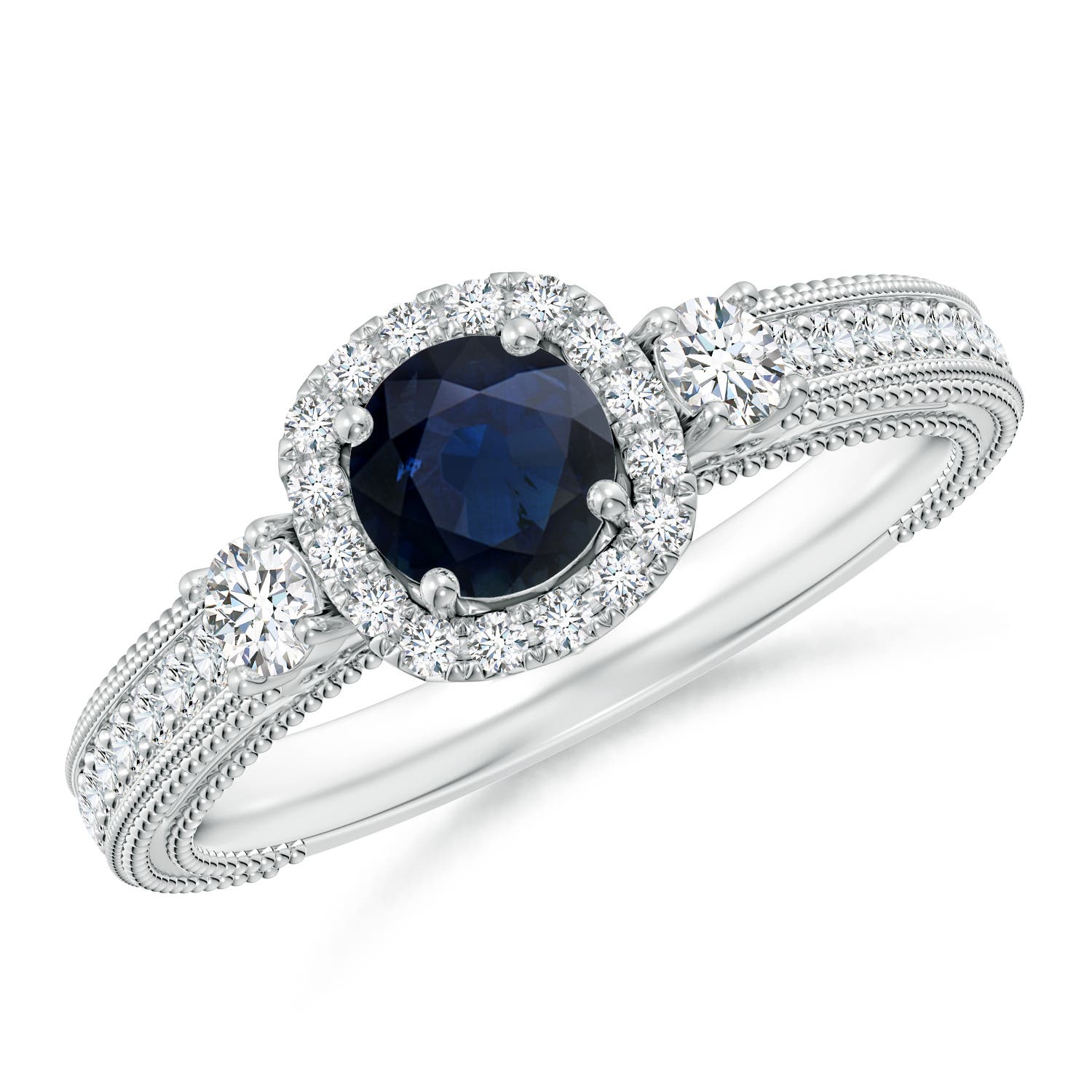 A - Blue Sapphire / 0.98 CT / 14 KT White Gold