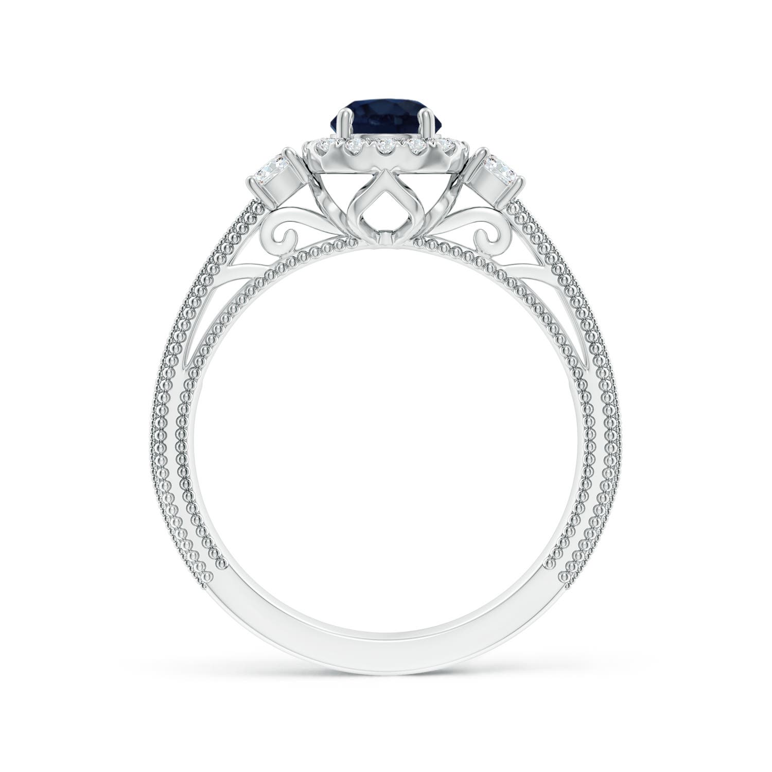 A - Blue Sapphire / 0.98 CT / 14 KT White Gold