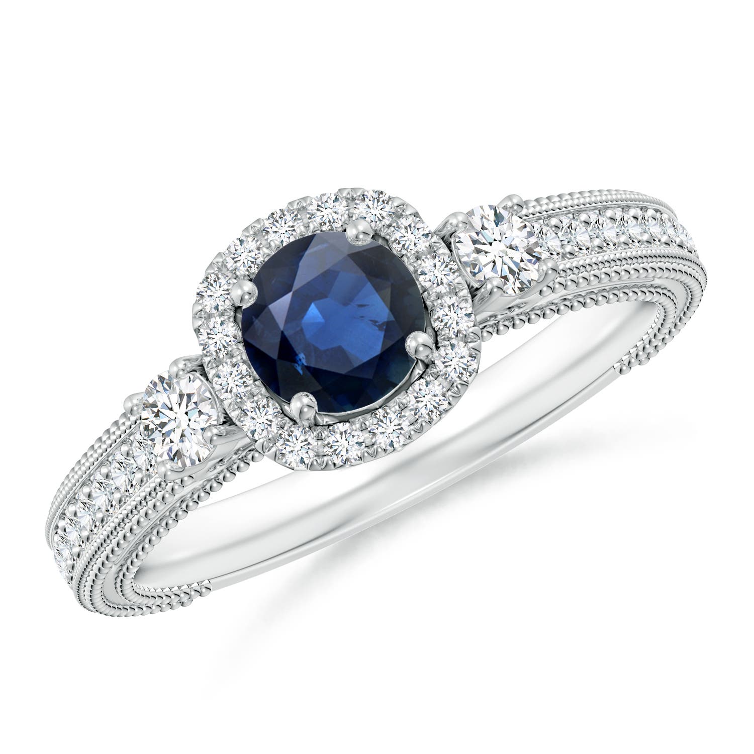 AA - Blue Sapphire / 0.98 CT / 14 KT White Gold