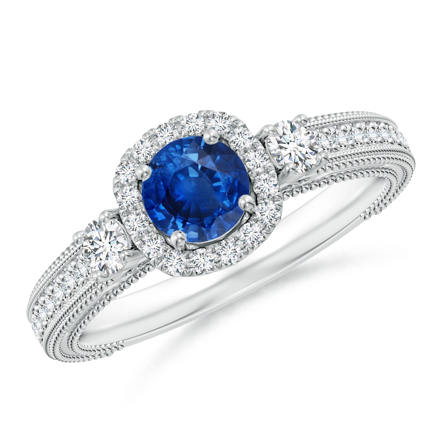 AAA - Blue Sapphire / 0.98 CT / 14 KT White Gold