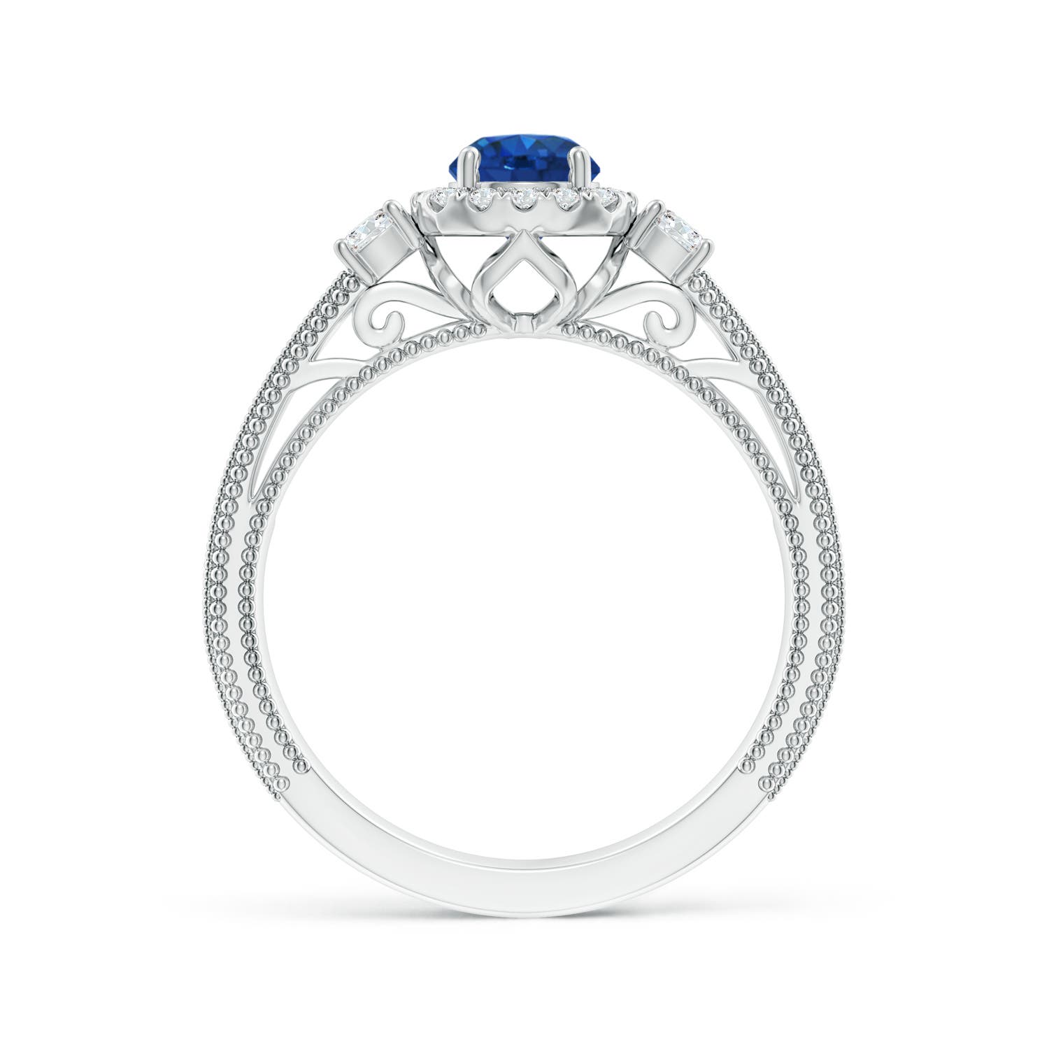 AAA - Blue Sapphire / 0.98 CT / 14 KT White Gold