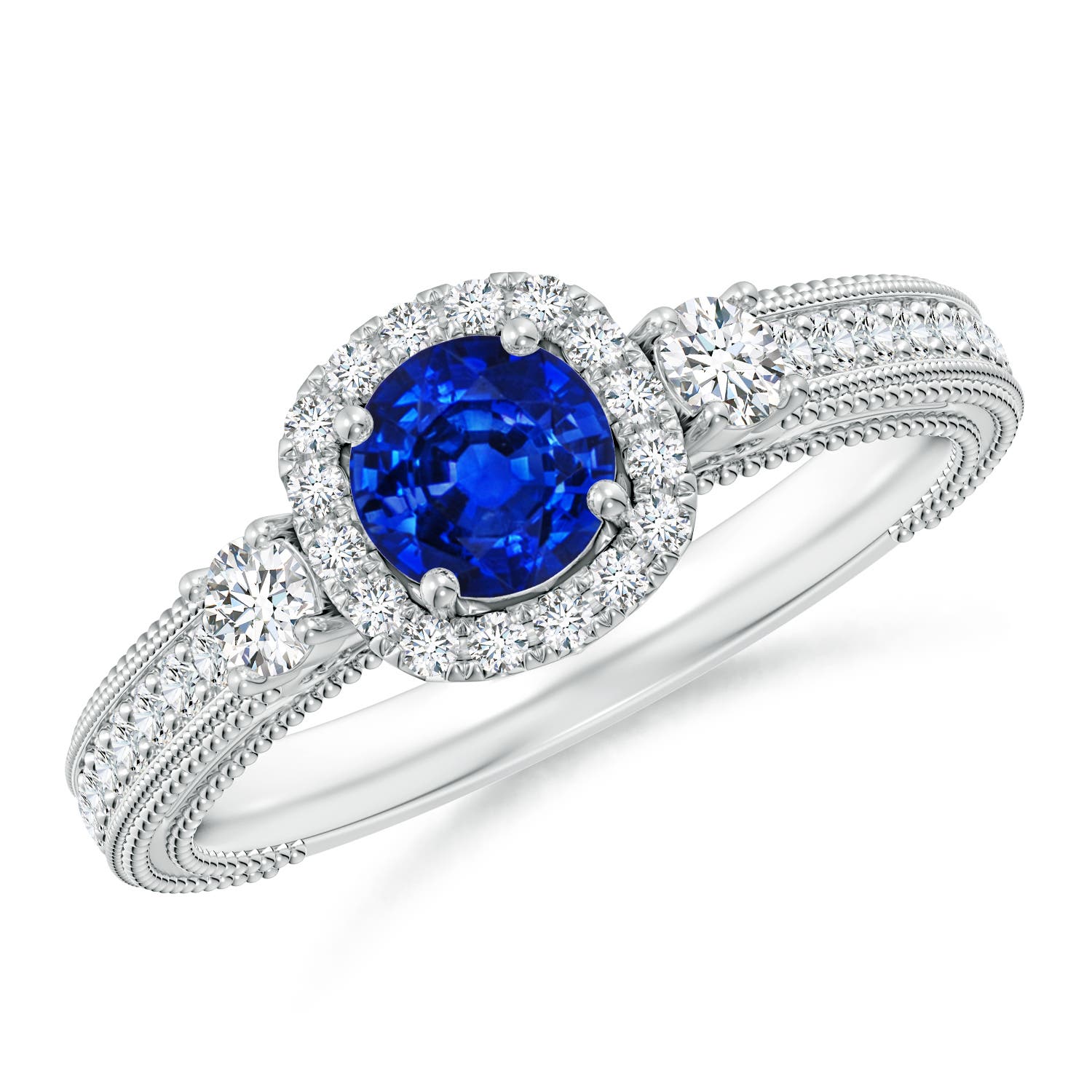 AAAA - Blue Sapphire / 0.98 CT / 14 KT White Gold