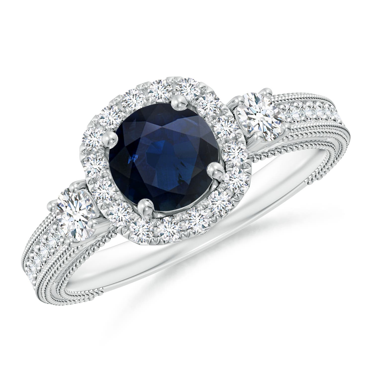 A - Blue Sapphire / 1.48 CT / 14 KT White Gold