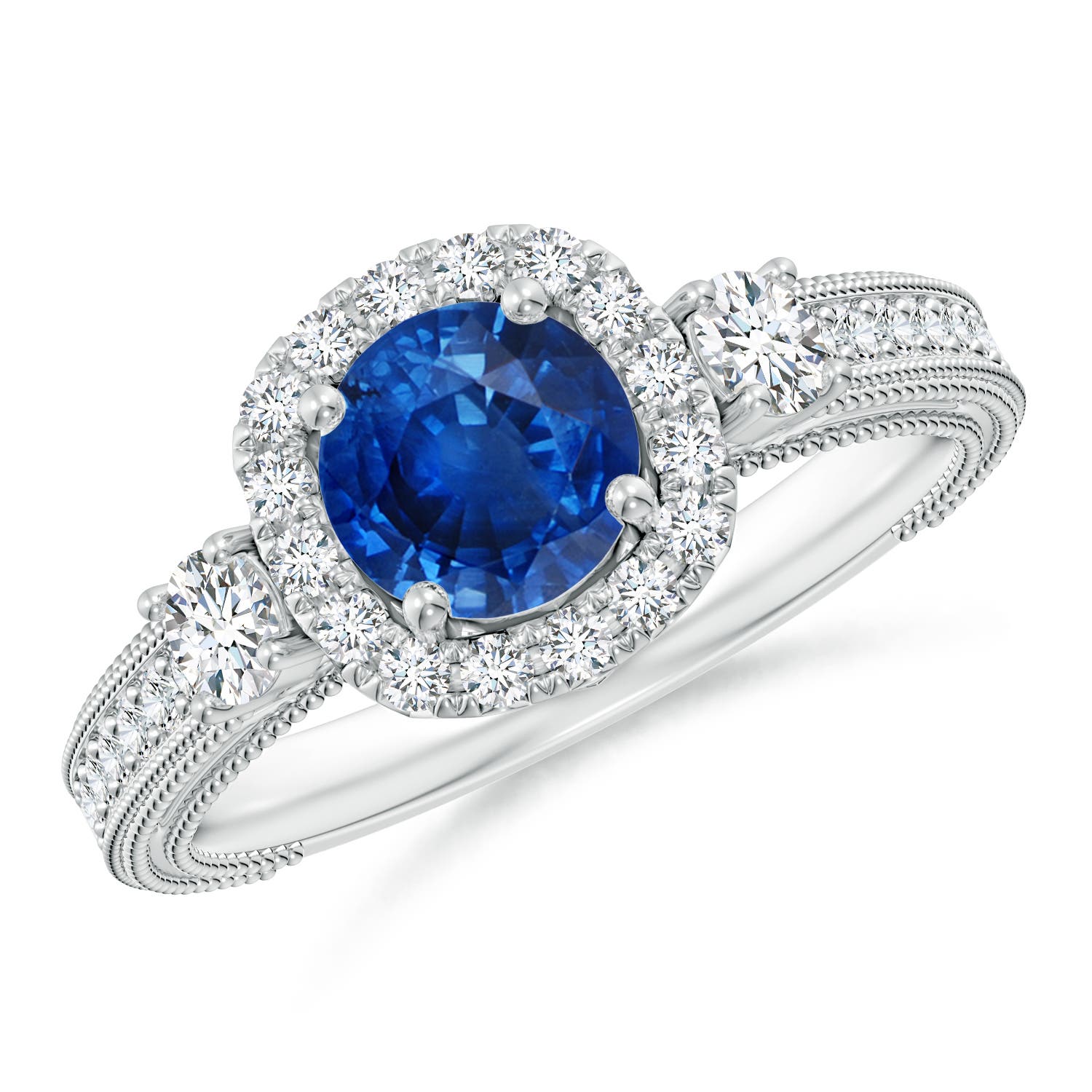 AAA - Blue Sapphire / 1.48 CT / 14 KT White Gold